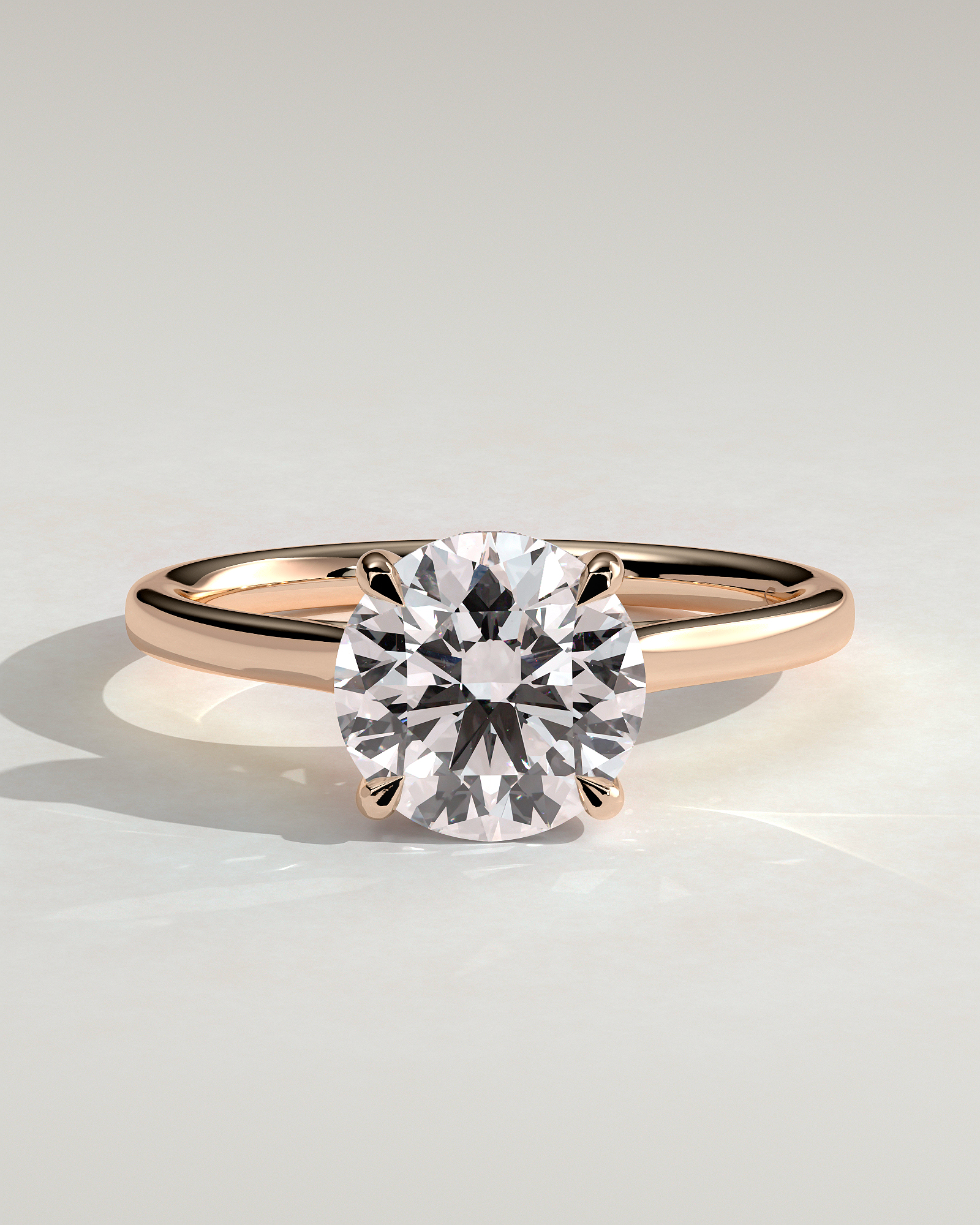 Bonnie  4 Claw Round Solitaire with Hidden Halo - 18k Rose Gold
