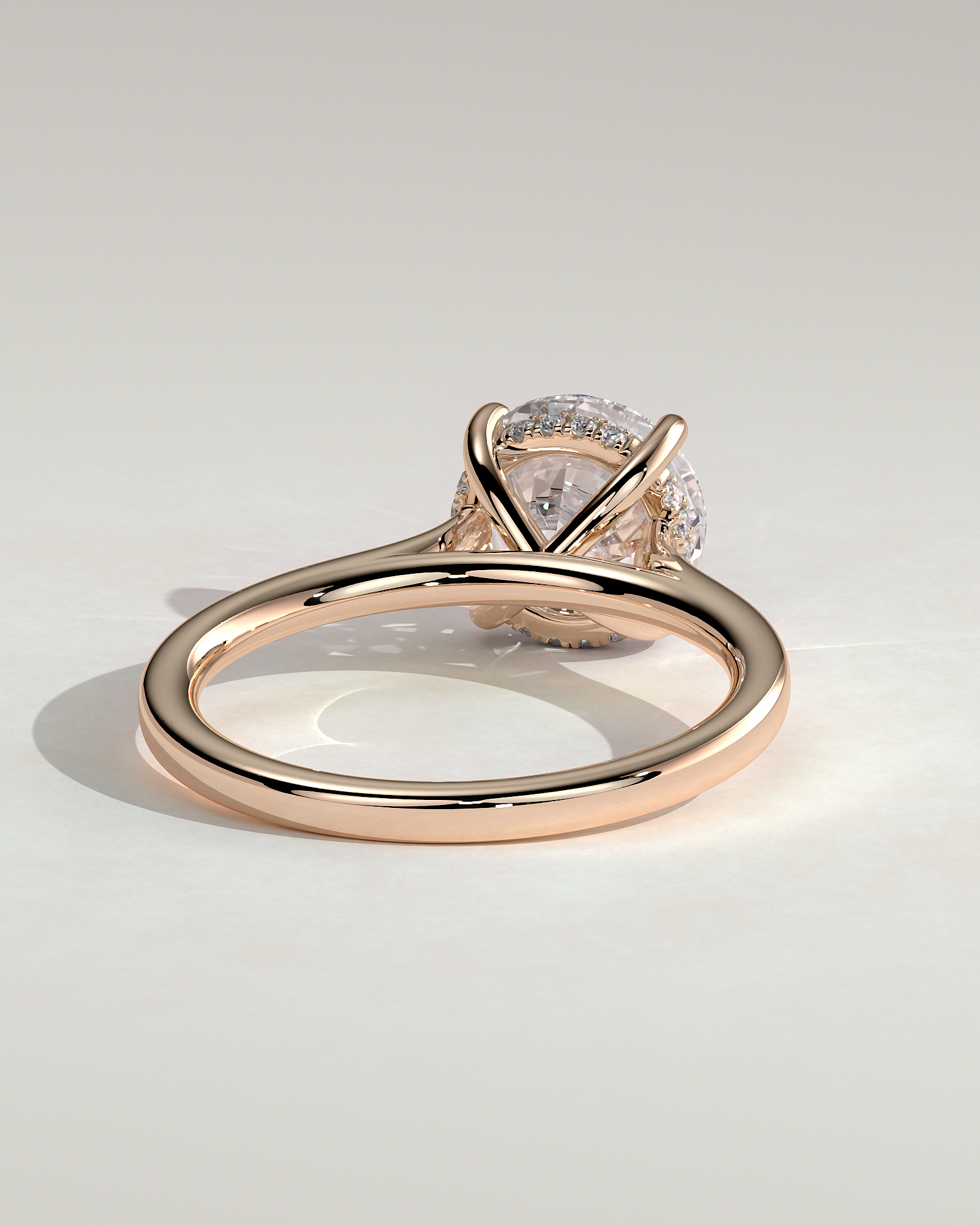 Bonnie  4 Claw Round Solitaire with Hidden Halo - 18k Rose Gold