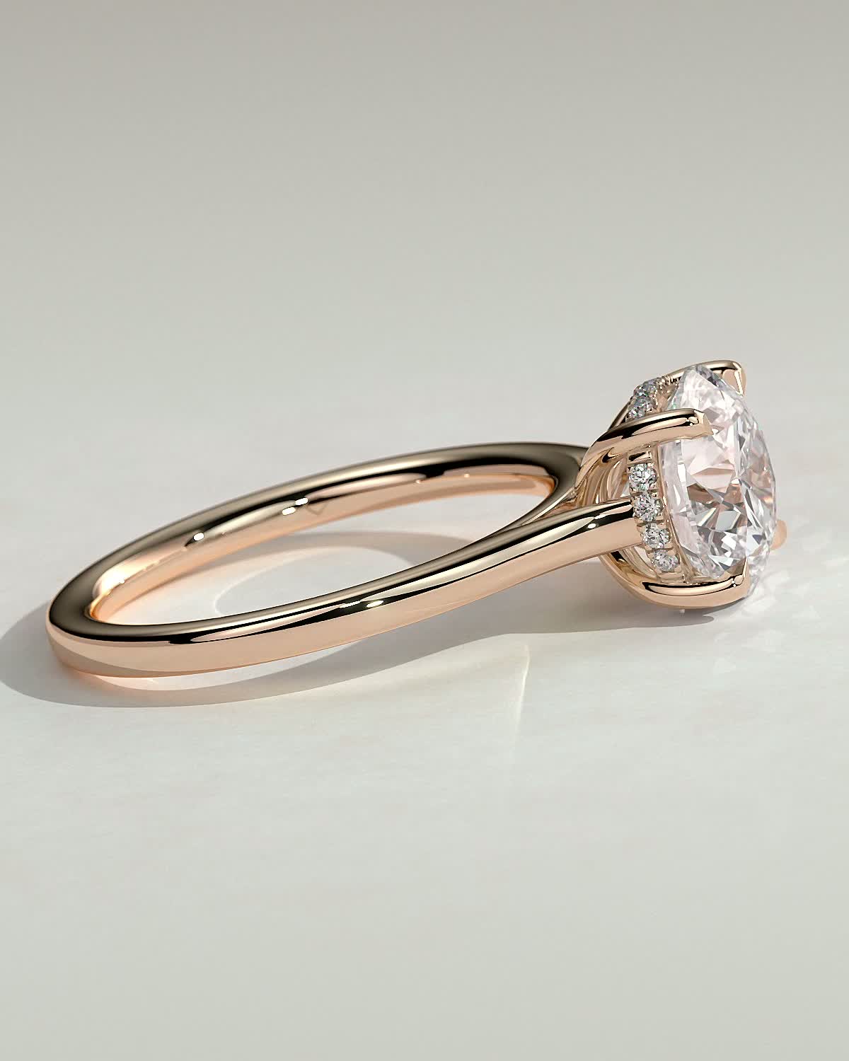 Bonnie  4 Claw Round Solitaire with Hidden Halo - 18k Rose Gold