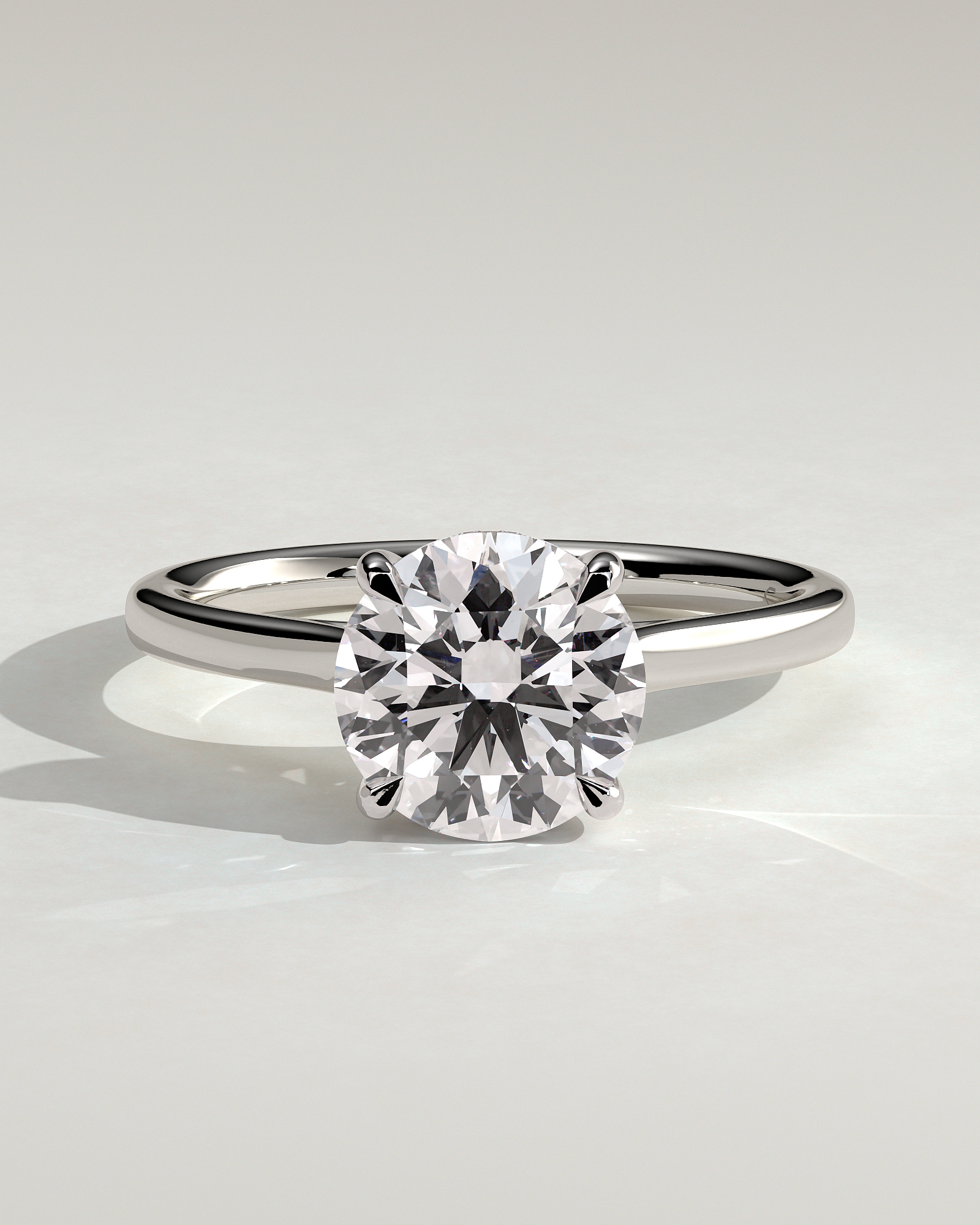 Bonnie  4 Claw Round Solitaire with Hidden Halo - 18k White Gold