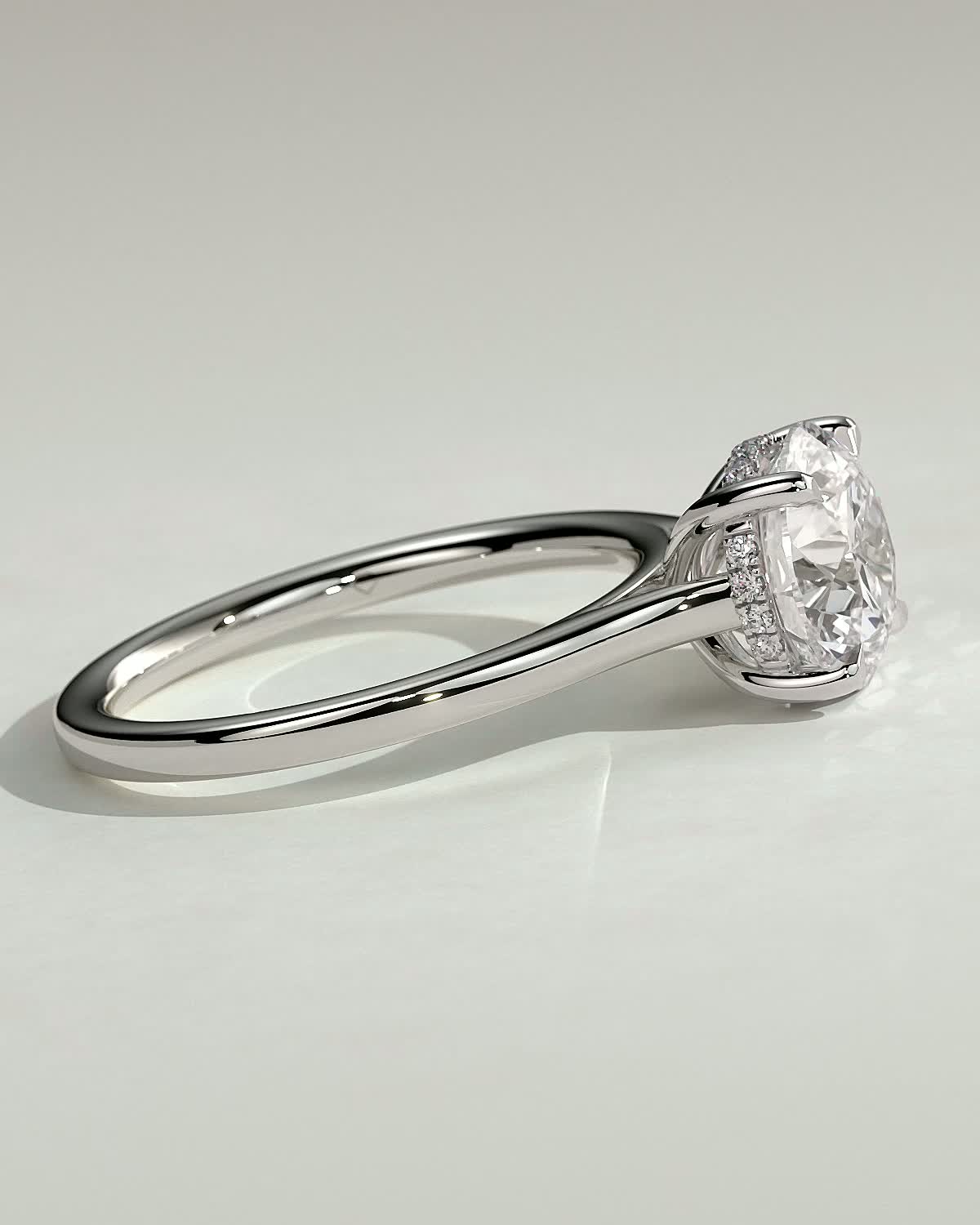 Bonnie  4 Claw Round Solitaire with Hidden Halo - 18k White Gold