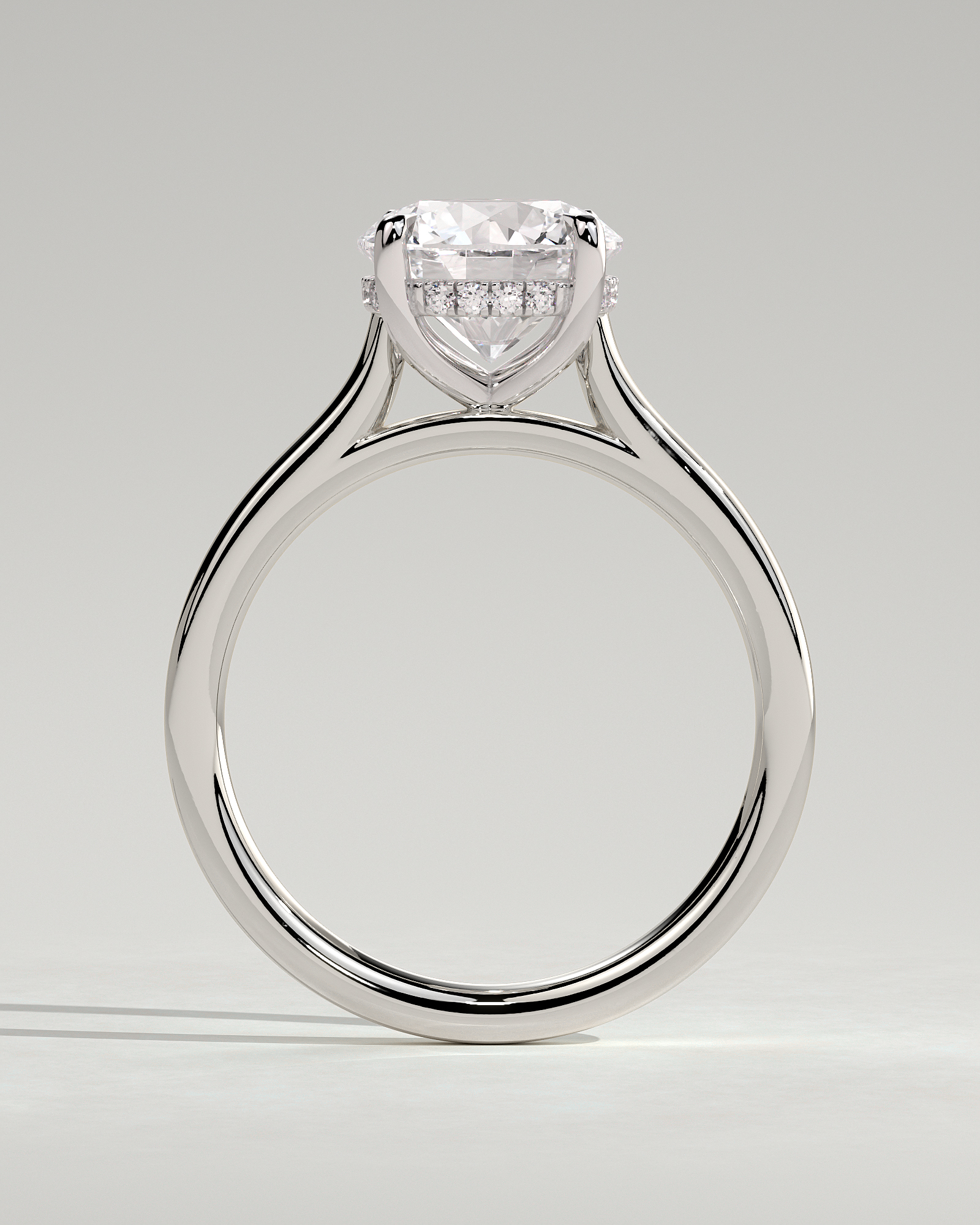 Bonnie  4 Claw Round Solitaire with Hidden Halo - 18k White Gold
