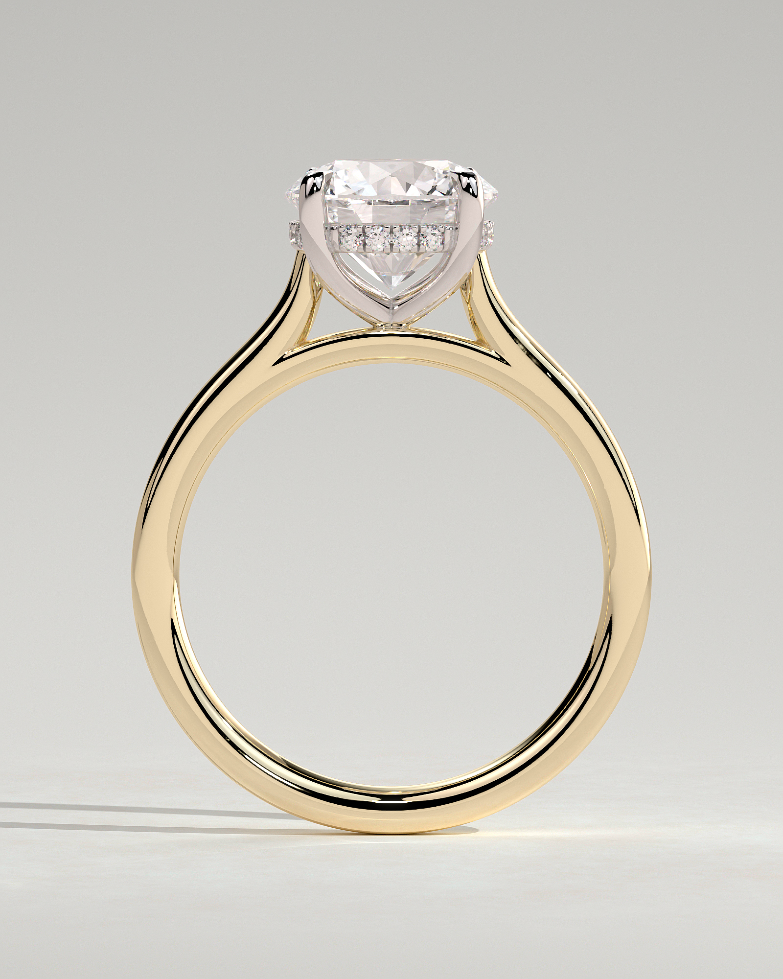 Bonnie  4 Claw Round Solitaire with Hidden Halo - 18k Yellow Gold / 18k White Gold