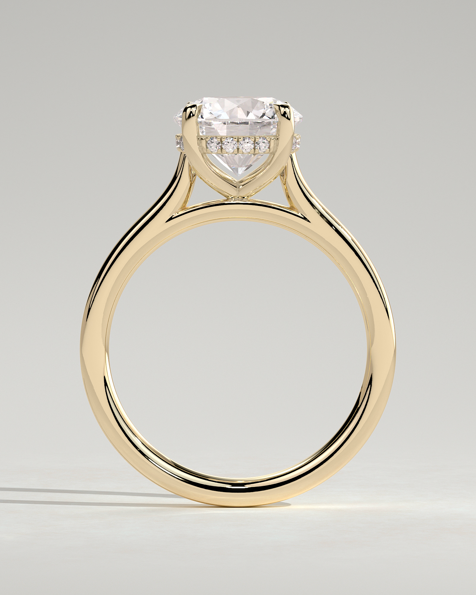 Bonnie  4 Claw Round Solitaire with Hidden Halo - 18k Yellow Gold