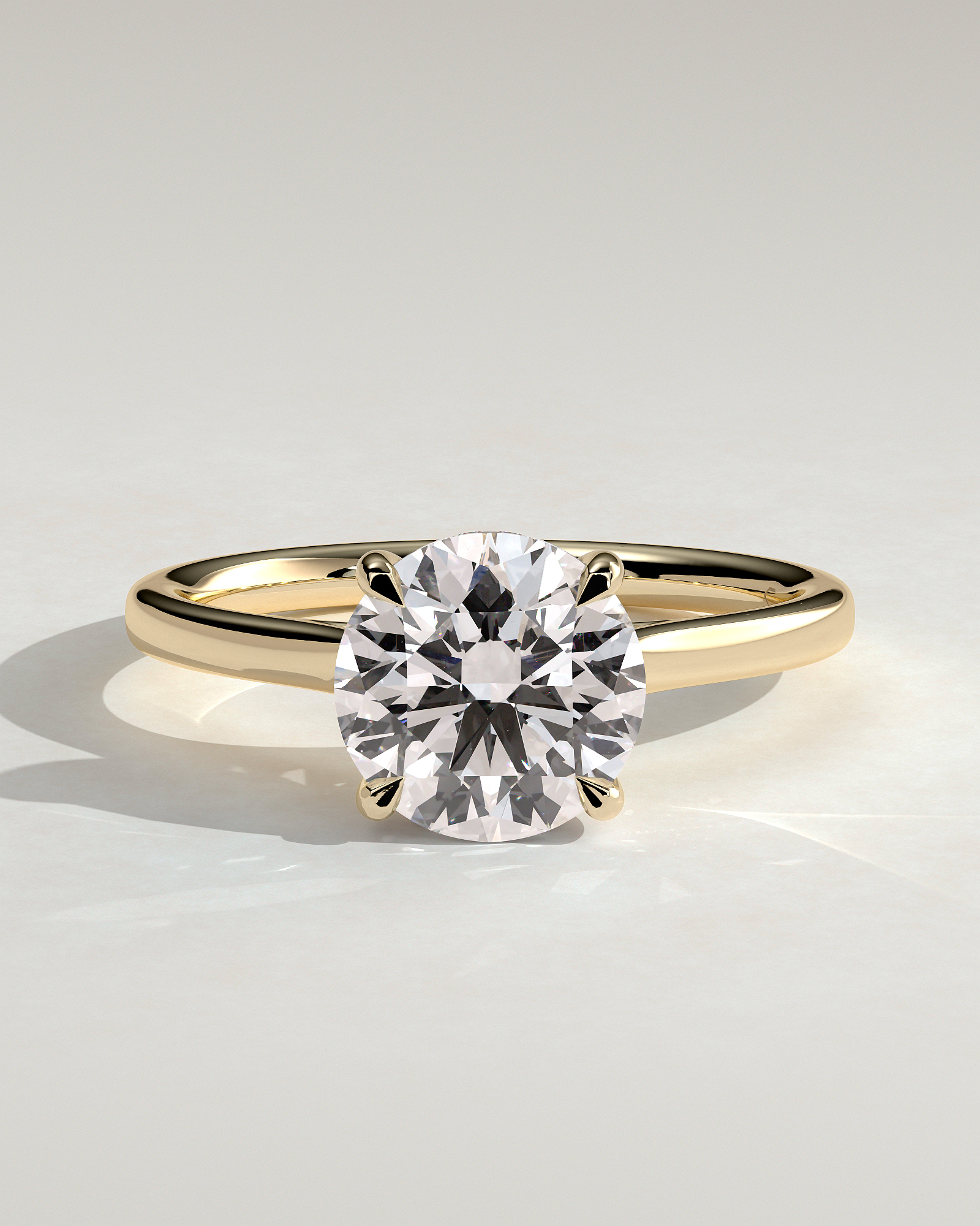 Bonnie  4 Claw Round Solitaire with Hidden Halo - 18k Yellow Gold