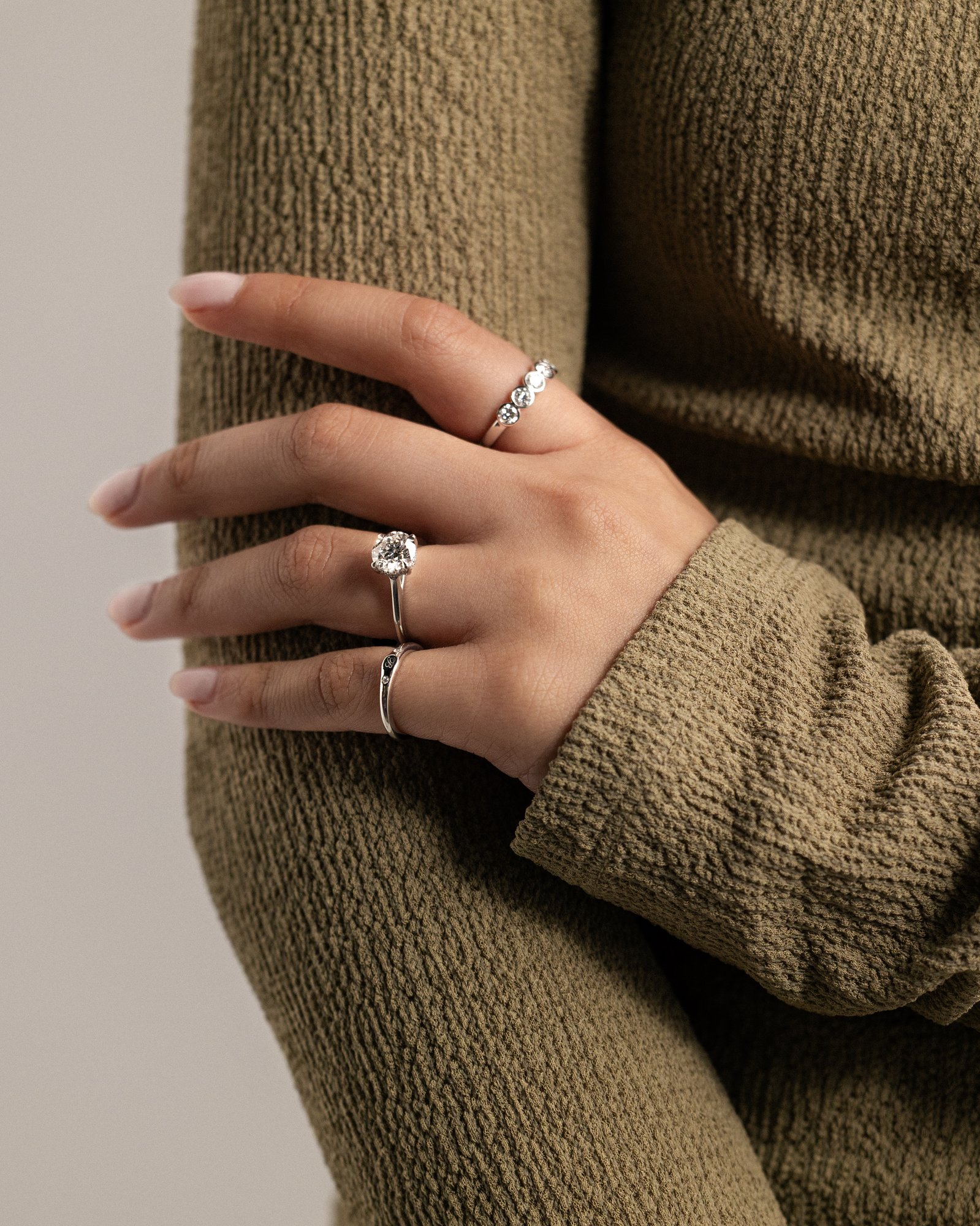 Bonnie  4 Claw Round Solitaire with Hidden Halo Lifestyle Image