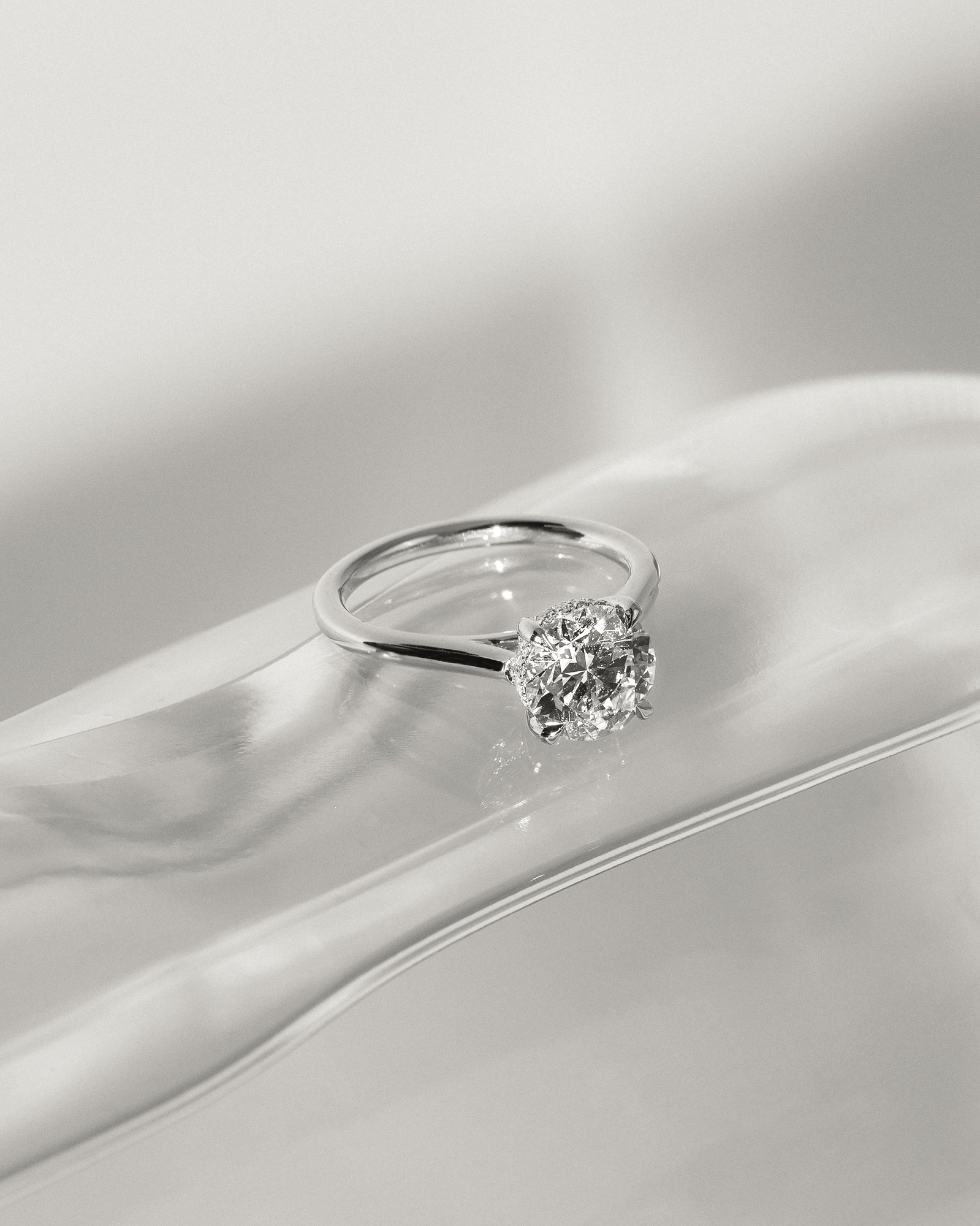 Bonnie  4 Claw Round Solitaire with Hidden Halo Lifestyle Image