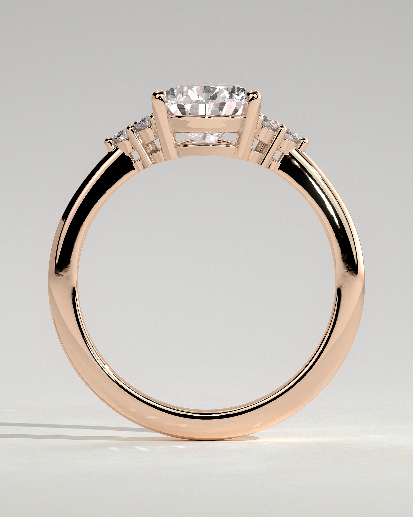 Brooke  3 Claw Pear Solitaire with Accent Stones - 18k Rose Gold
