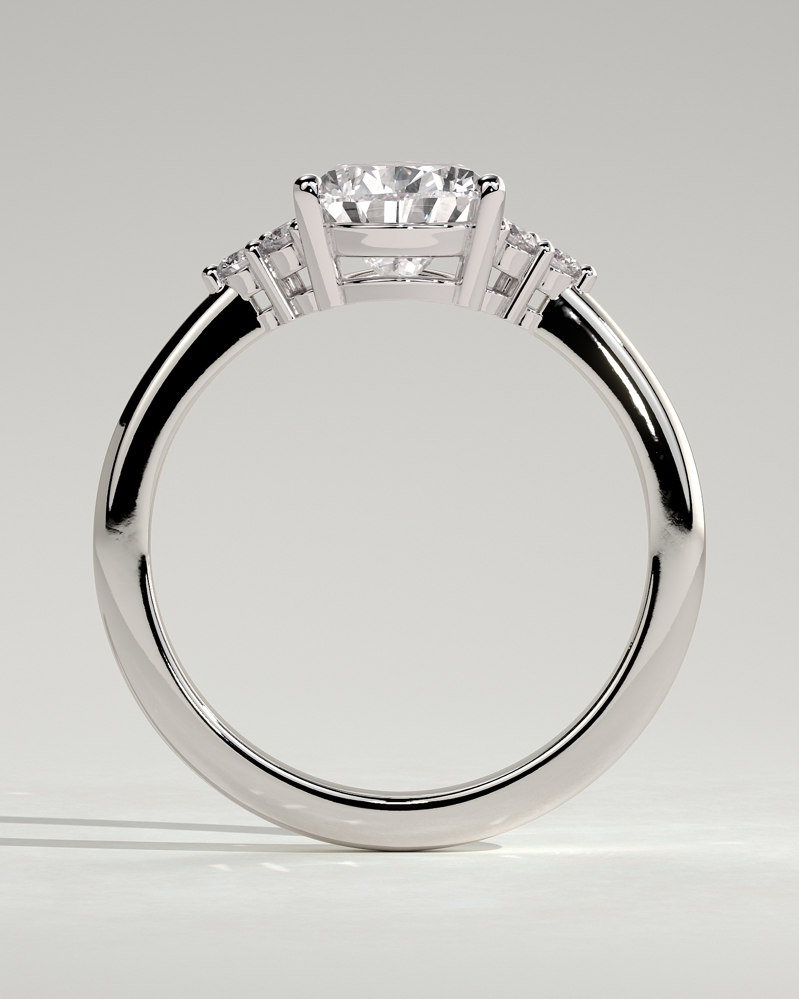 Brooke  3 Claw Pear Solitaire with Accent Stones - 18k White Gold