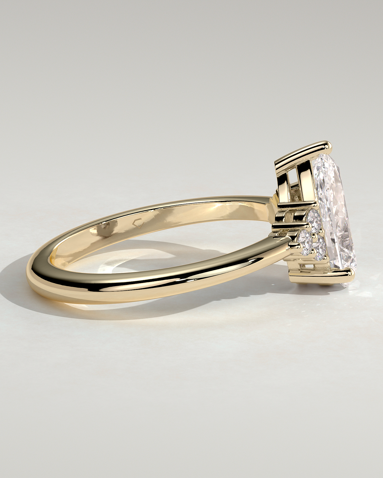 Brooke  3 Claw Pear Solitaire with Accent Stones - 18k Yellow Gold