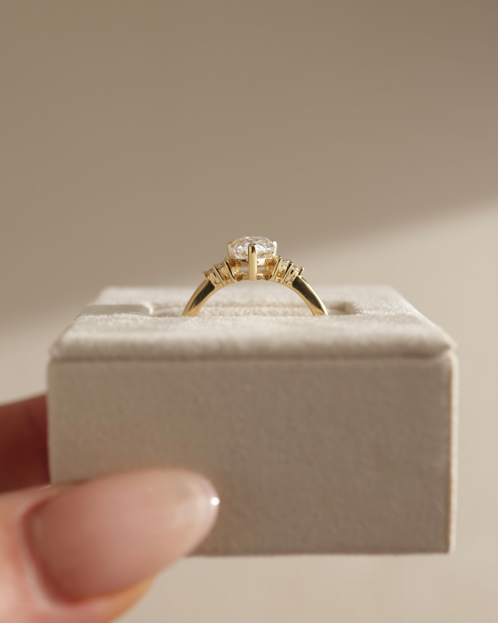 Brooke  3 Claw Pear Solitaire with Accent Stones Lifestyle Image