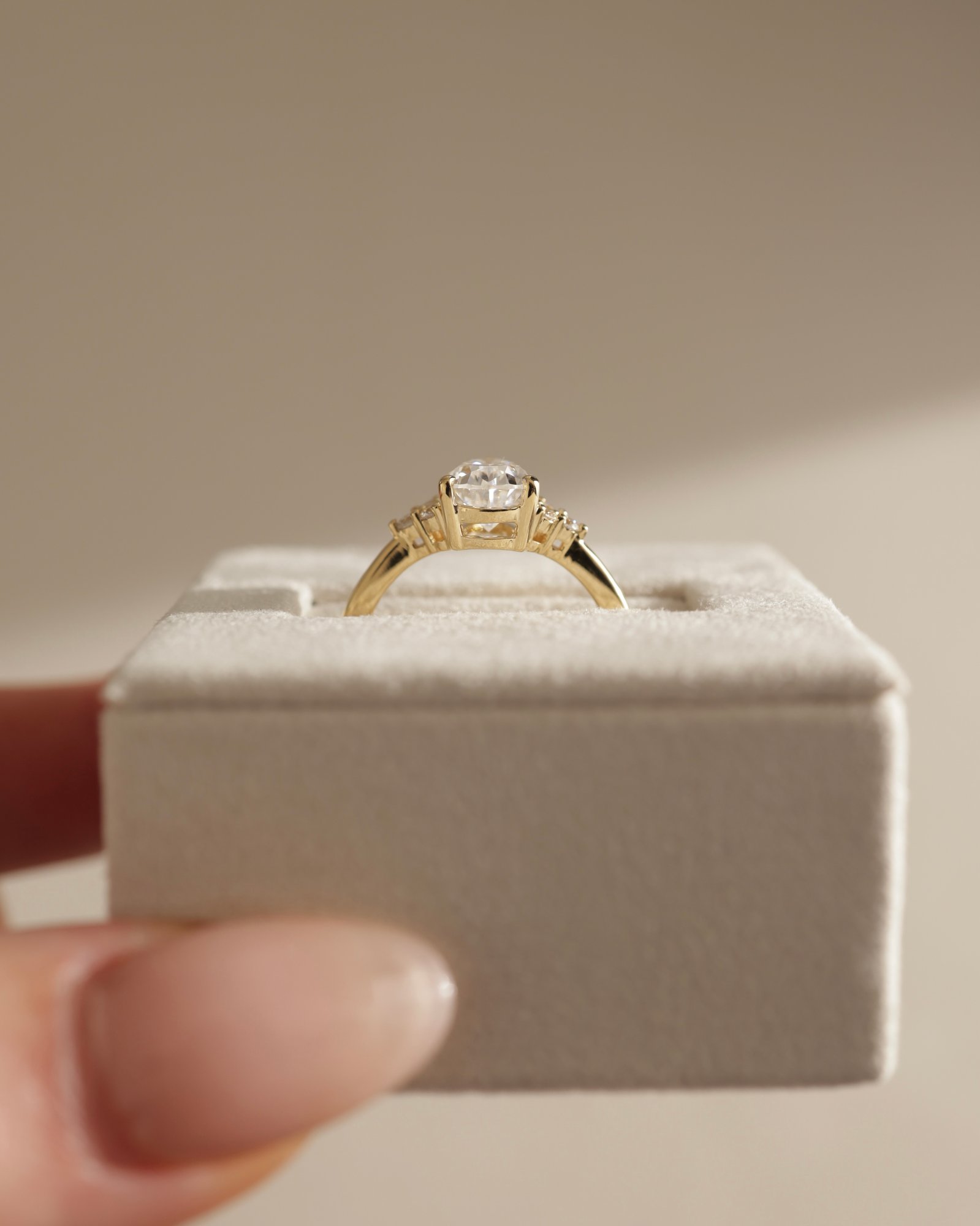 Brooke  3 Claw Pear Solitaire with Accent Stones Lifestyle Image