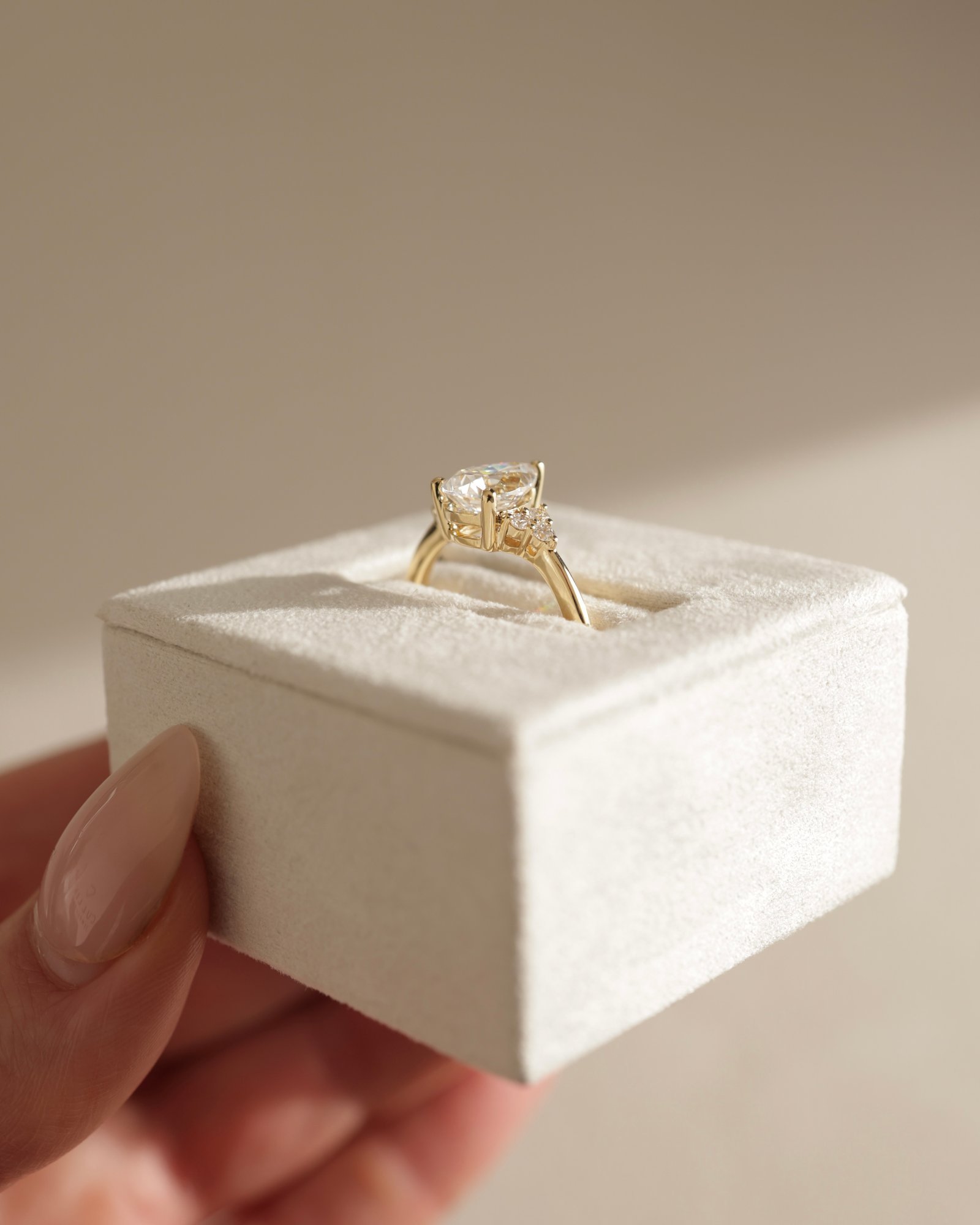 Brooke  3 Claw Pear Solitaire with Accent Stones Lifestyle Image