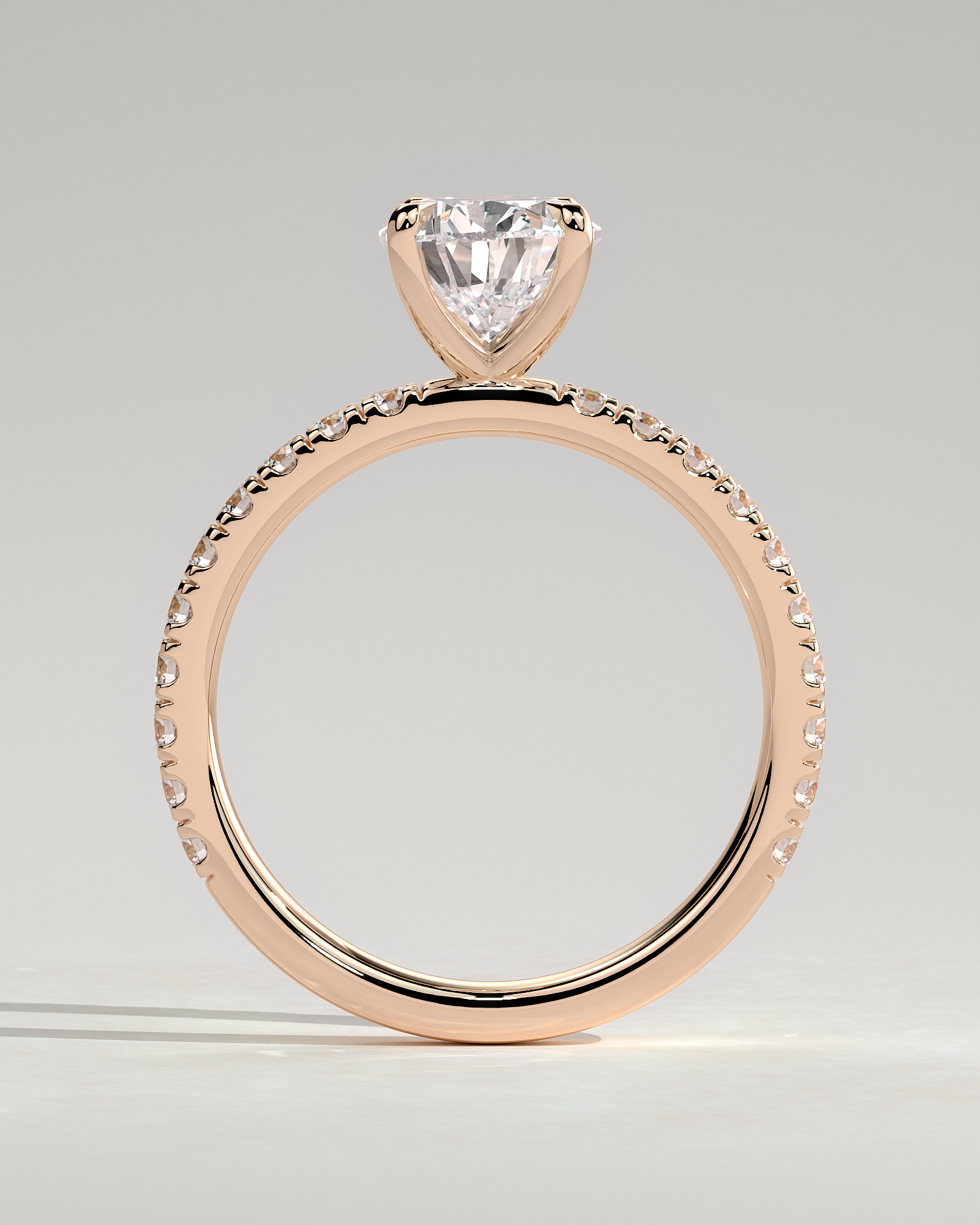 Brynlee - 5 Claw Pear Solitaire with 2/3 Pave Band - 18k Rose Gold