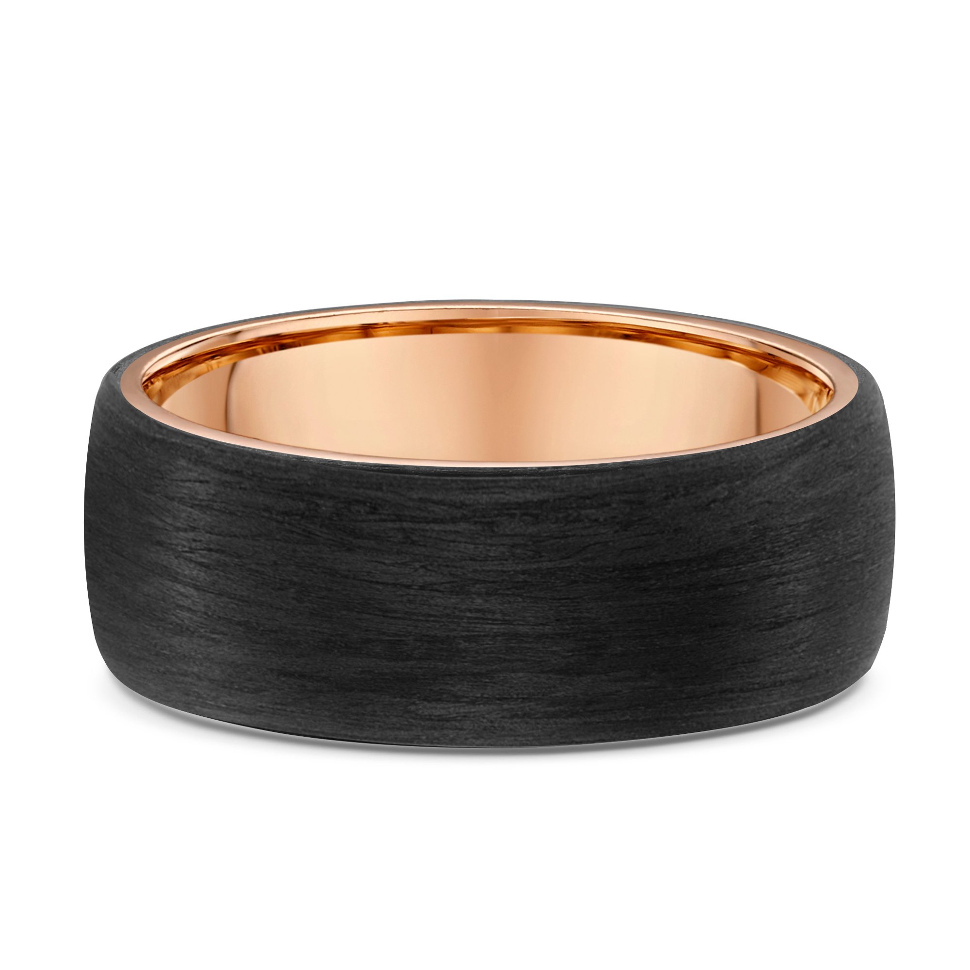 Calvin Mens Wedding Ring - 9k Rose Gold / Carbon Fibre