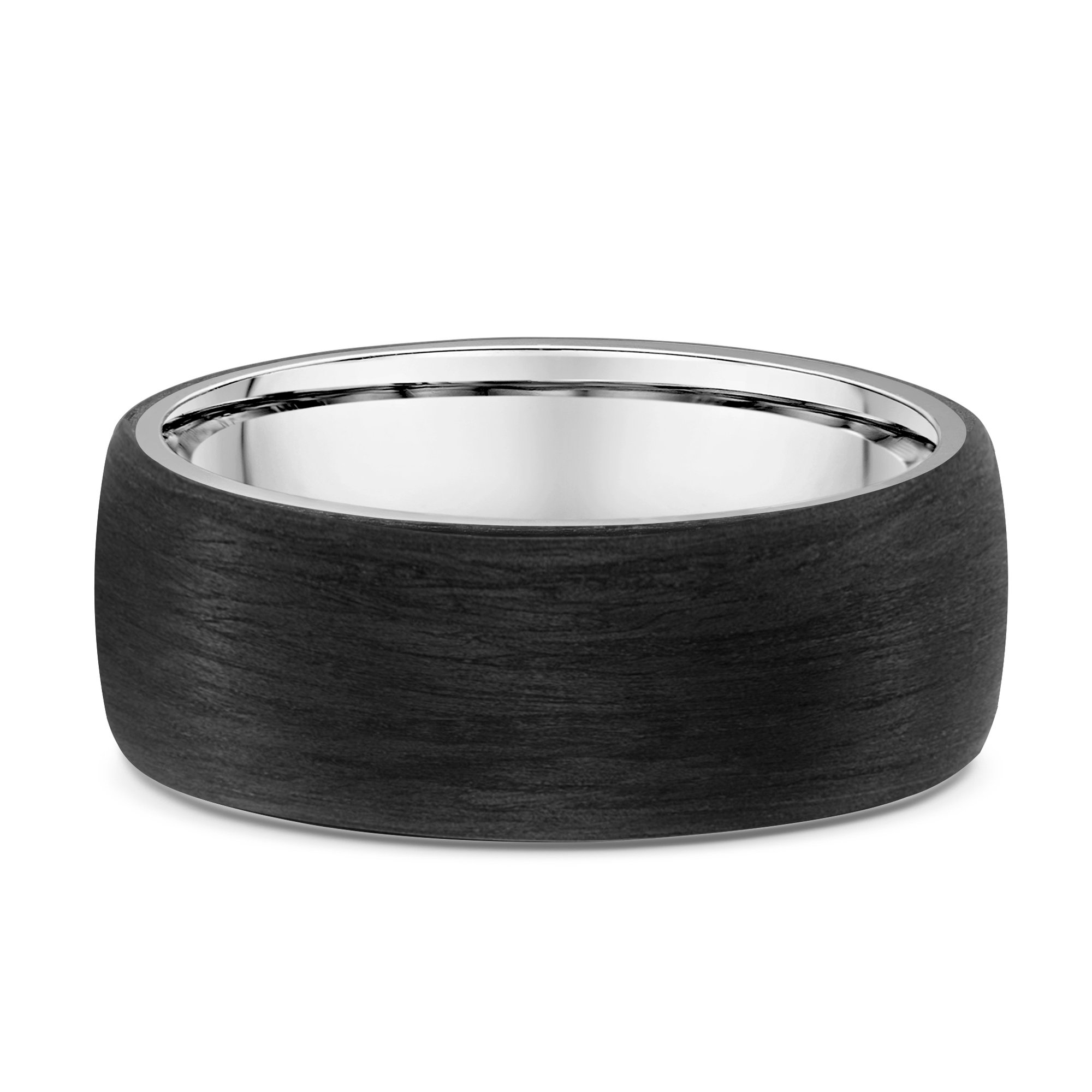 Calvin Mens Wedding Ring - 9k White Gold / Carbon Fibre