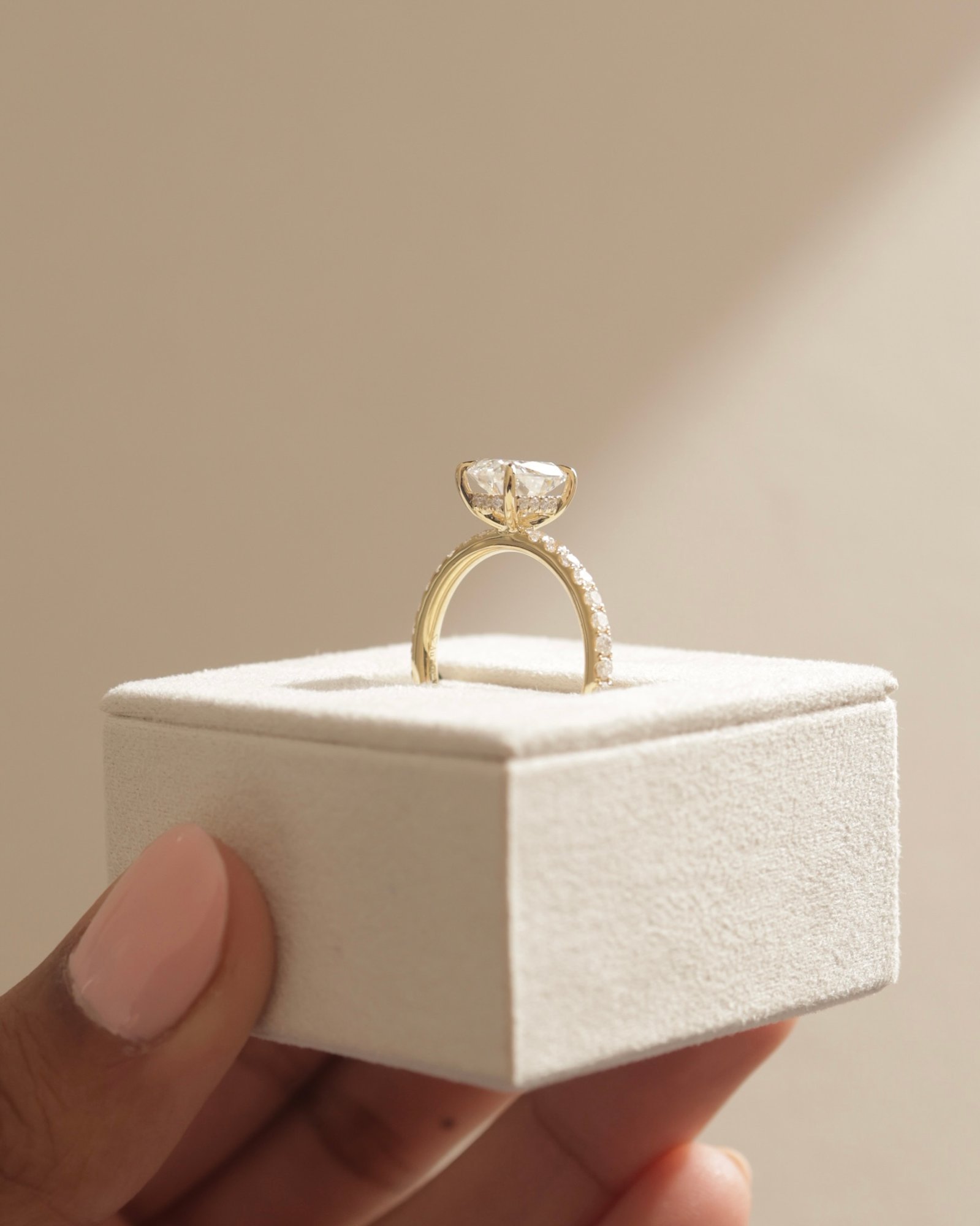 Camilla  Elongated Cushion Solitaire with Hidden Halo and Pav Lifestyle Image