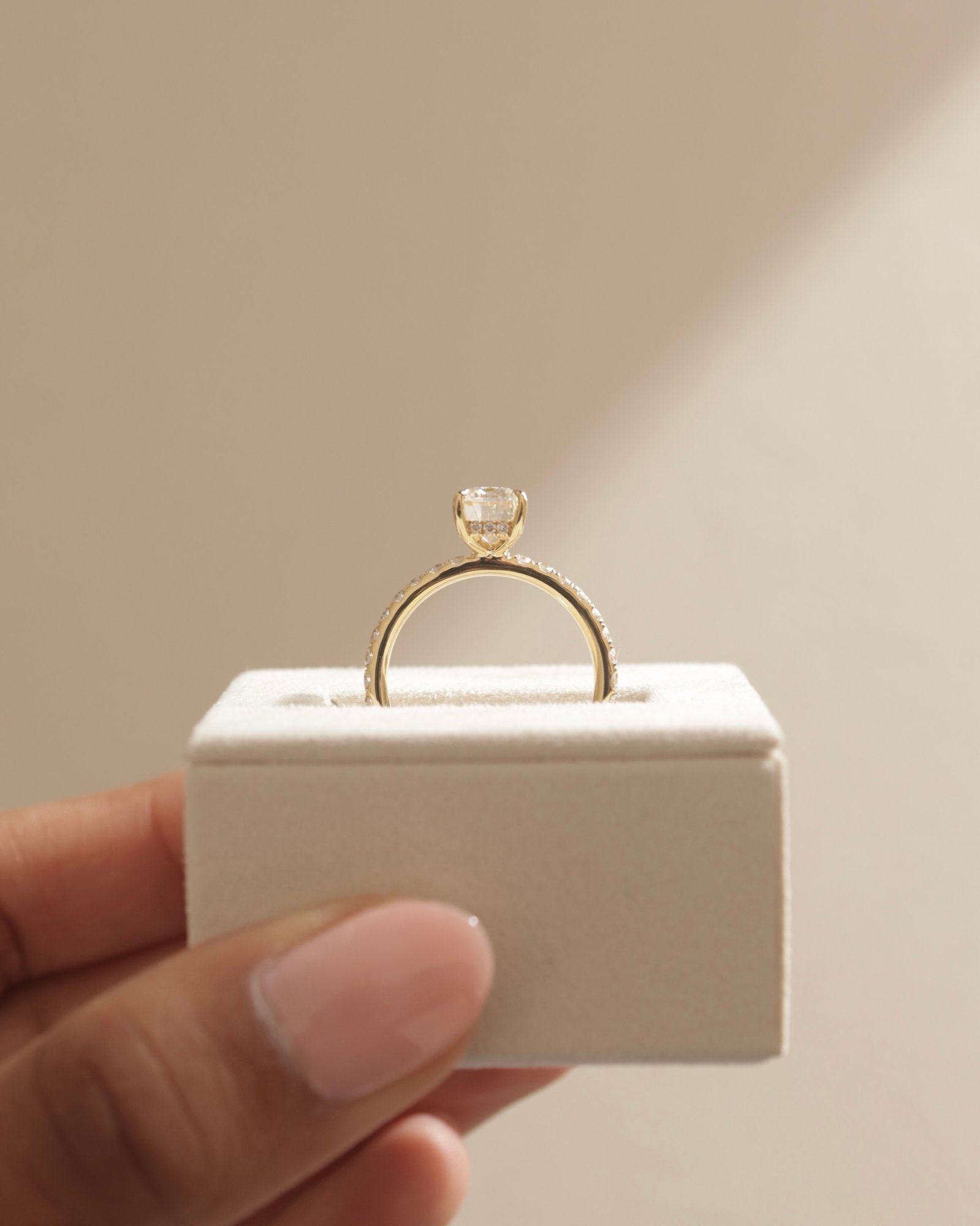 Camilla  Elongated Cushion Solitaire with Hidden Halo and Pav Lifestyle Image