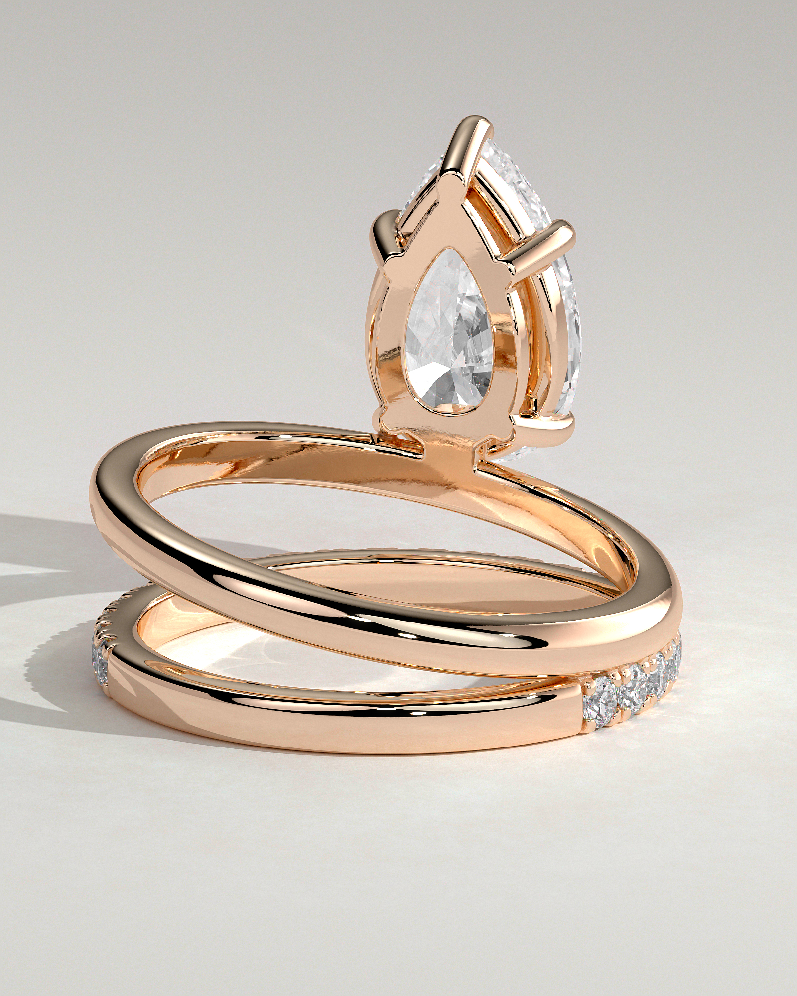 Candice - Double Band Pear Solitaire - 18k Rose Gold