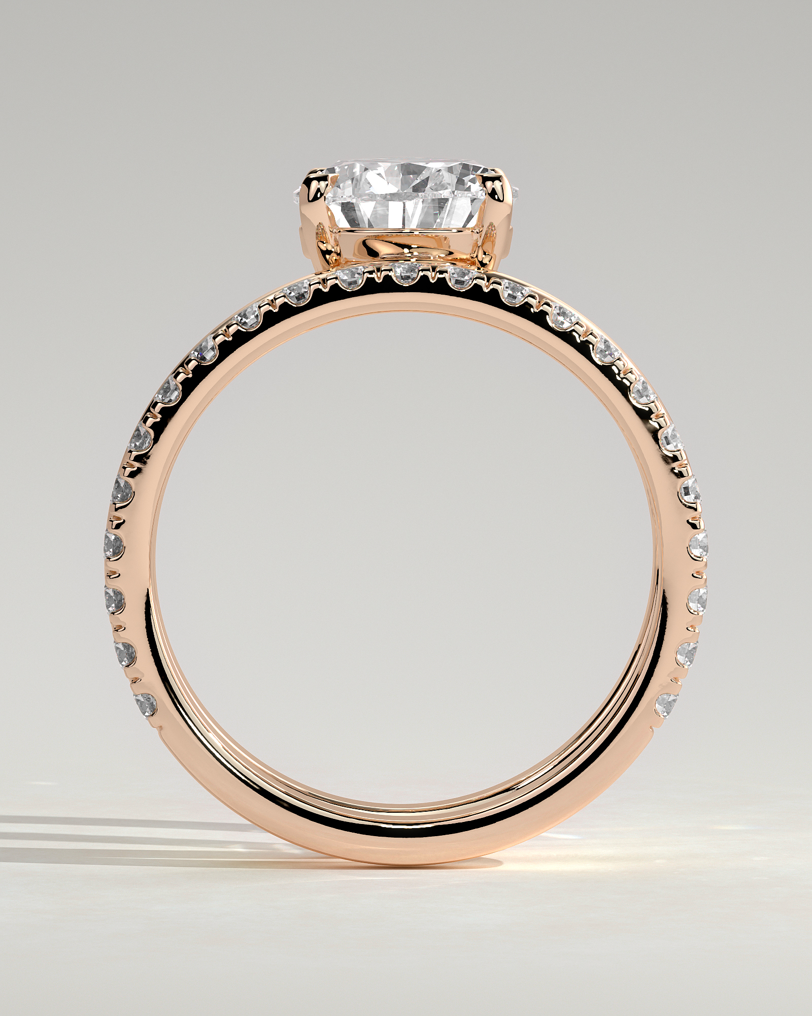 Candice - Double Band Pear Solitaire - 18k Rose Gold