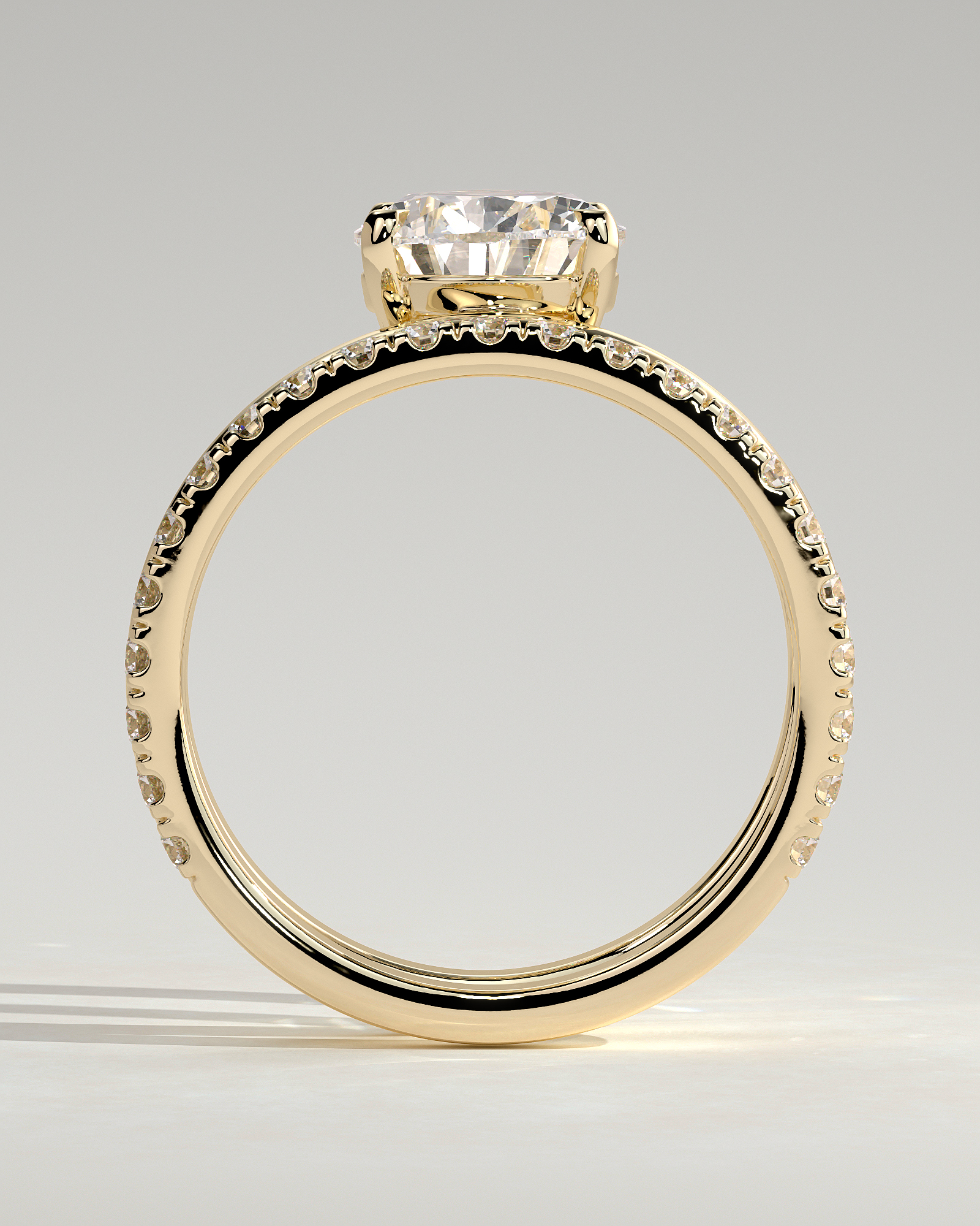 Candice - Double Band Pear Solitaire - 18k Yellow Gold