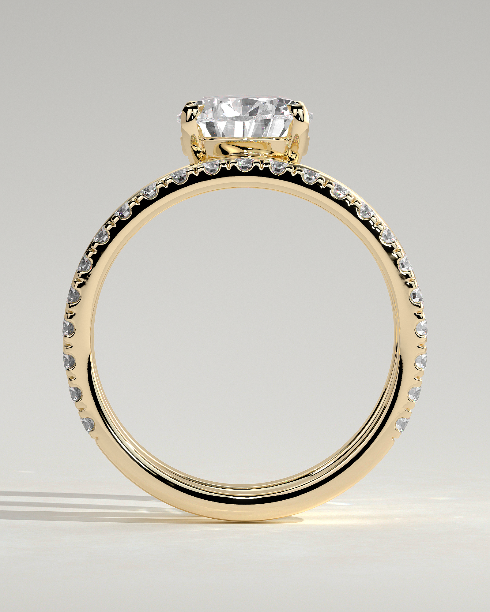 Candice - Double Band Pear Solitaire - 18k Yellow Gold
