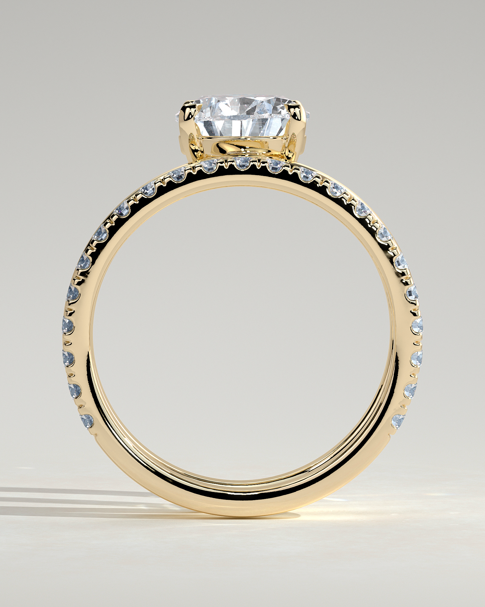 Candice - Double Band Pear Solitaire - 18k Yellow Gold
