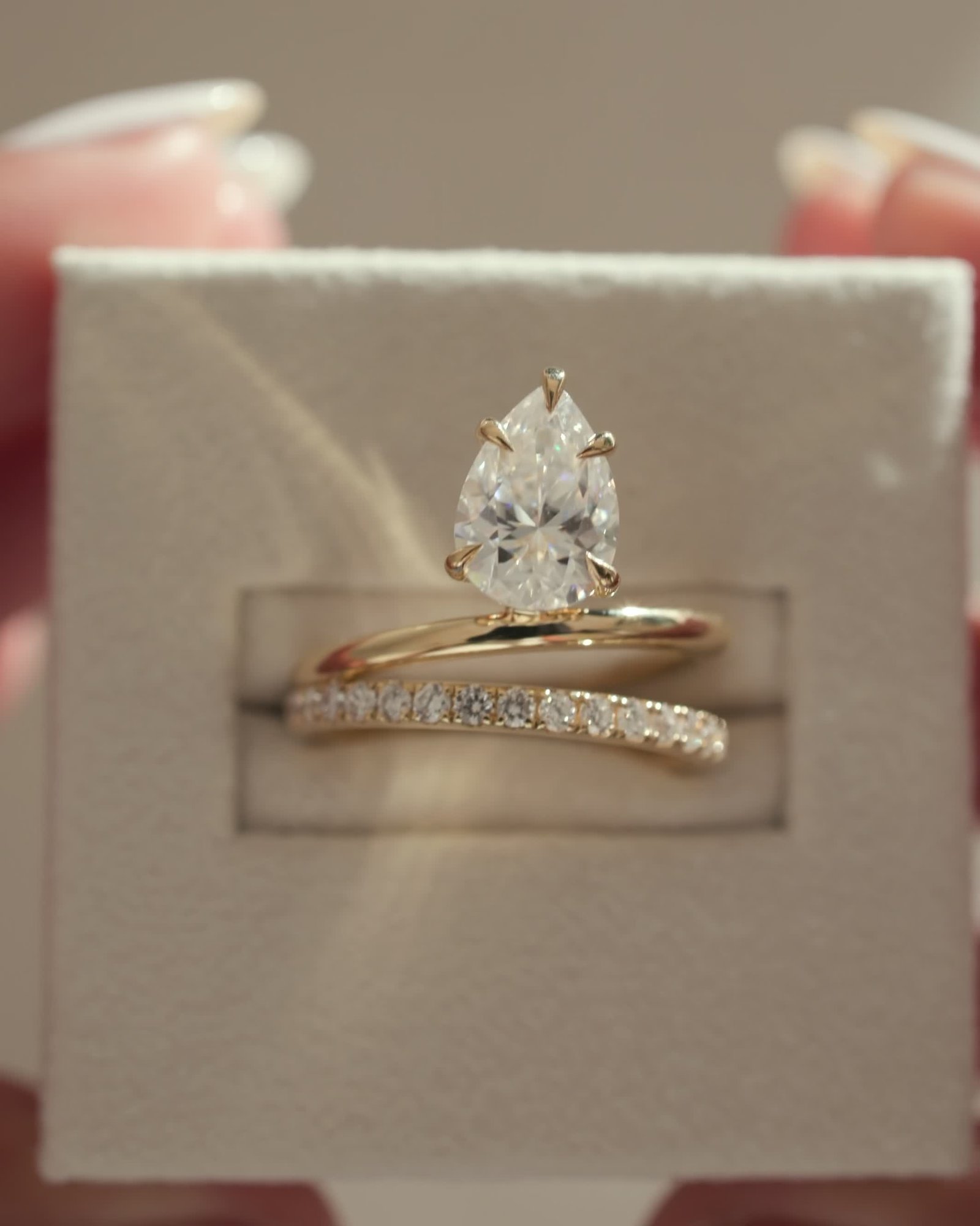 Candice - Double Band Pear Solitaire Lifestyle Image