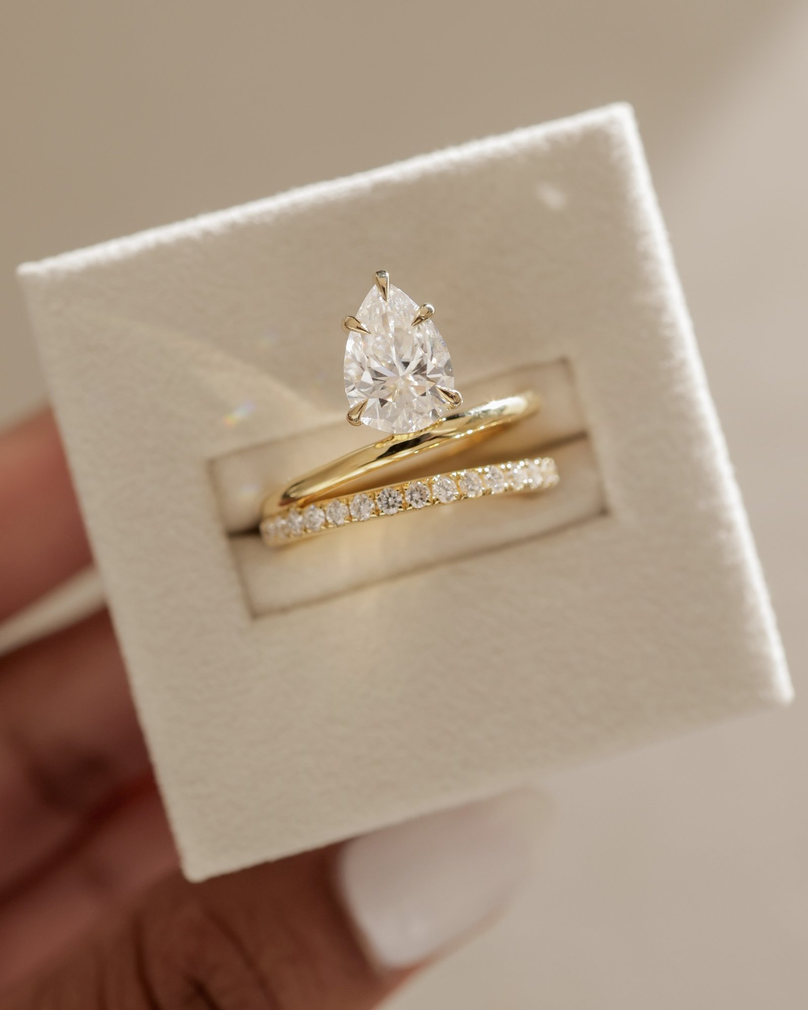 Candice - Double Band Pear Solitaire Lifestyle Image