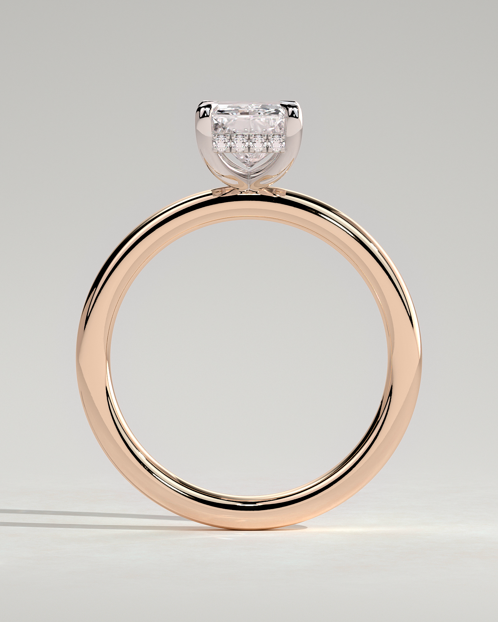 Carly  Radiant Solitaire - 18k Rose Gold / 18k White Gold