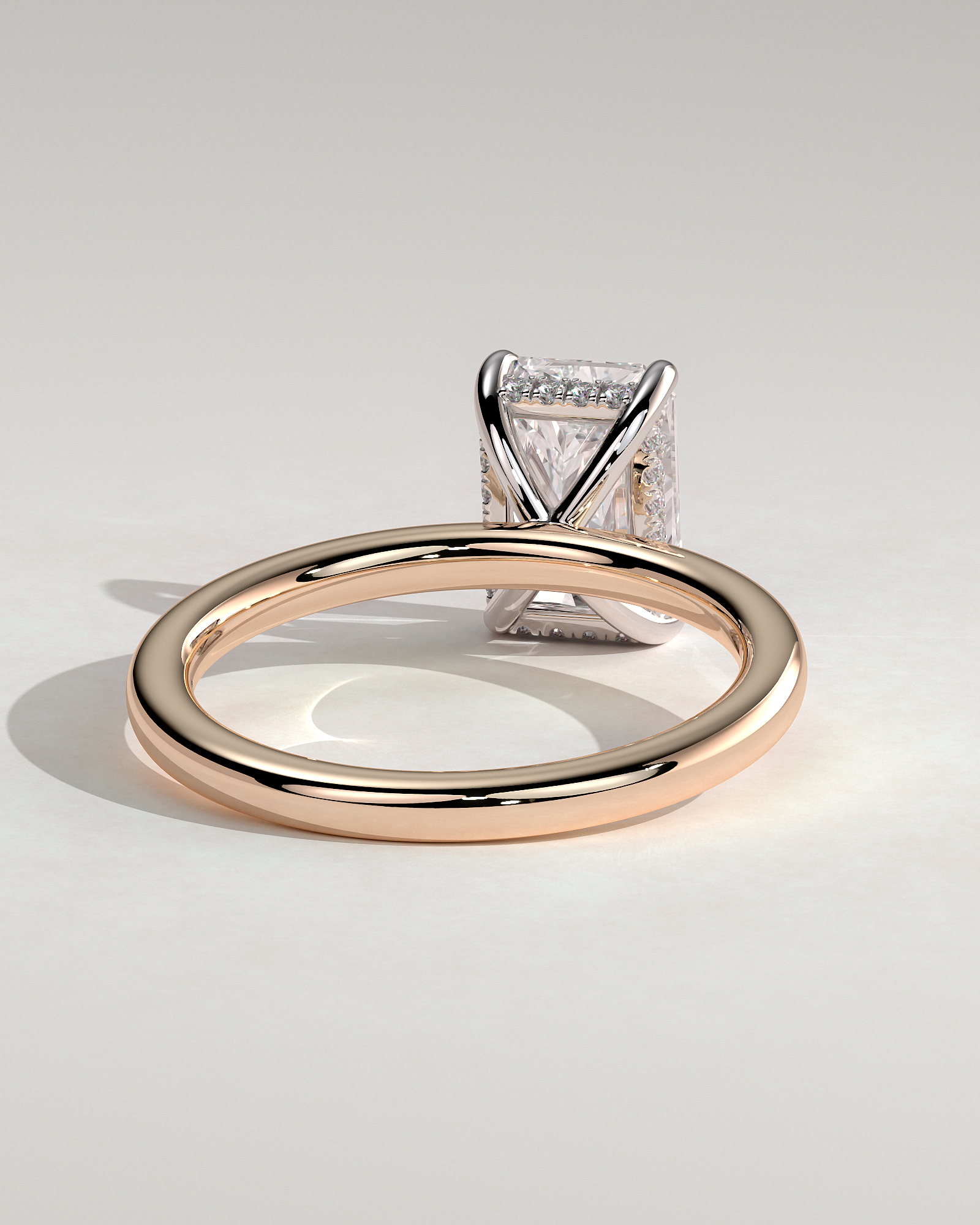 Carly  Radiant Solitaire - 18k Rose Gold / 18k White Gold
