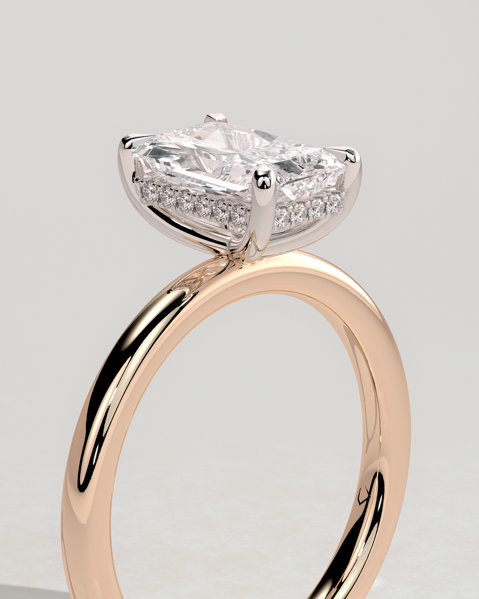 Carly  Radiant Solitaire - 18k Rose Gold / 18k White Gold