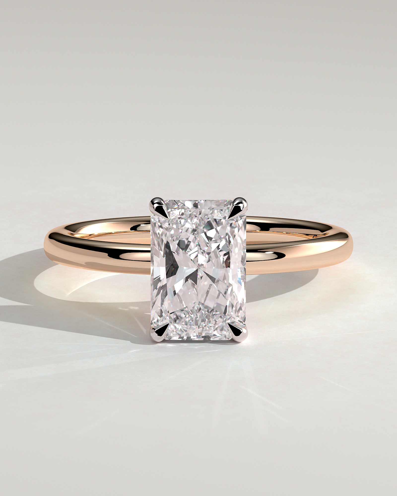 Carly  Radiant Solitaire - 18k Rose Gold / 18k White Gold