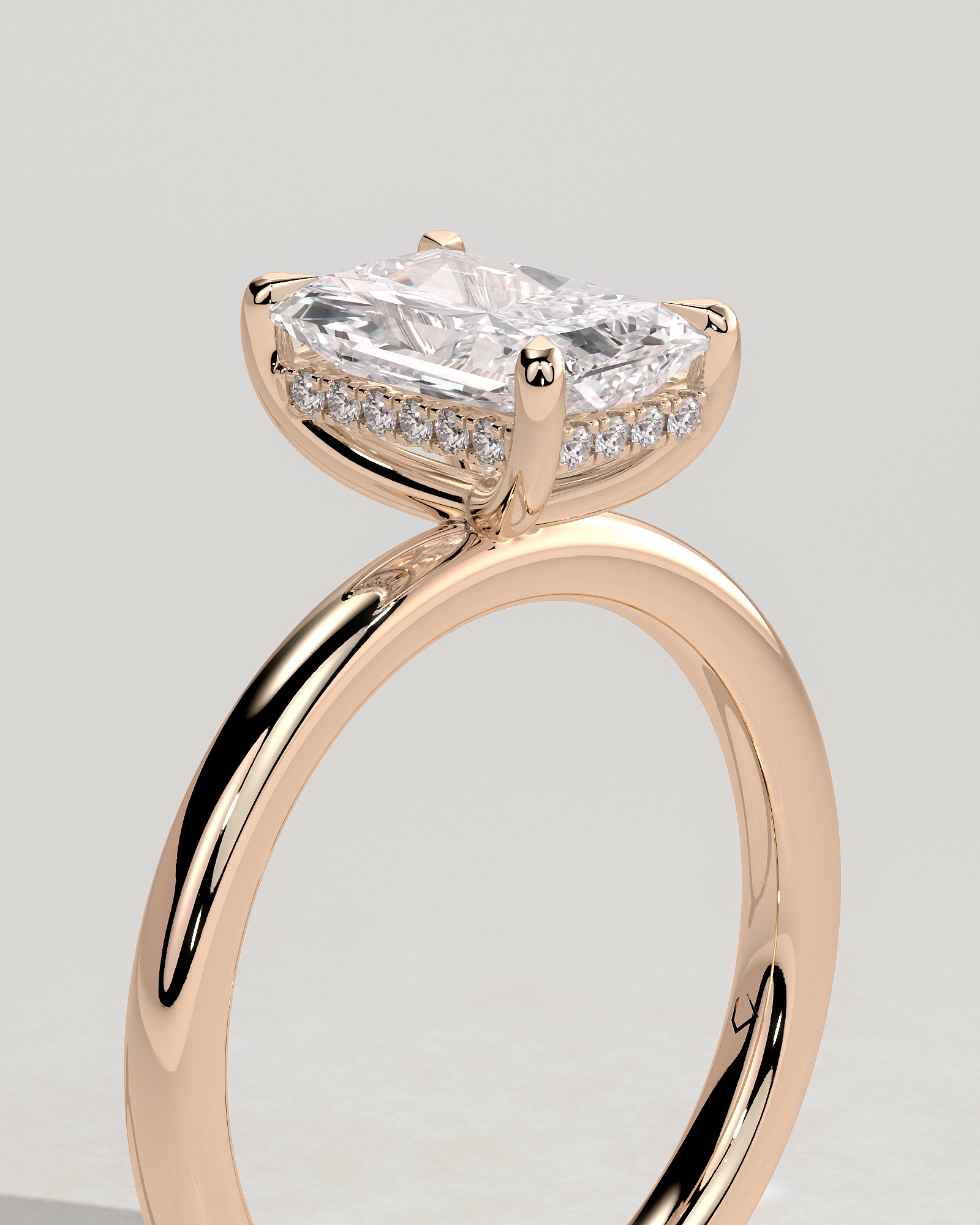 Carly  Radiant Solitaire - 18k Rose Gold