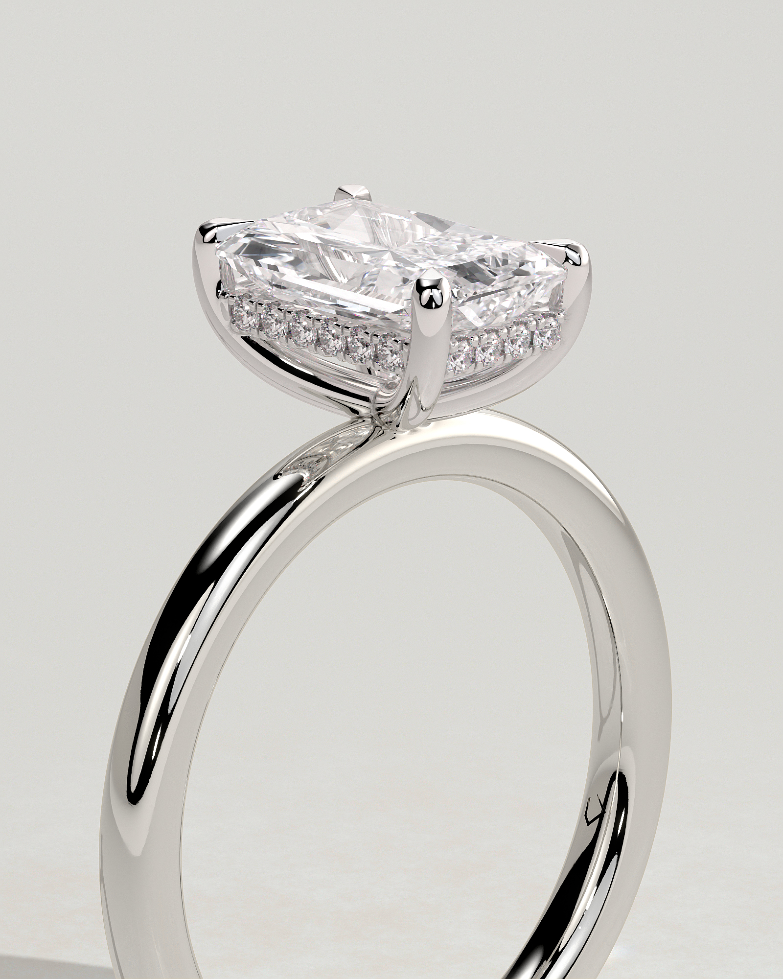 Carly  Radiant Solitaire - 18k White Gold