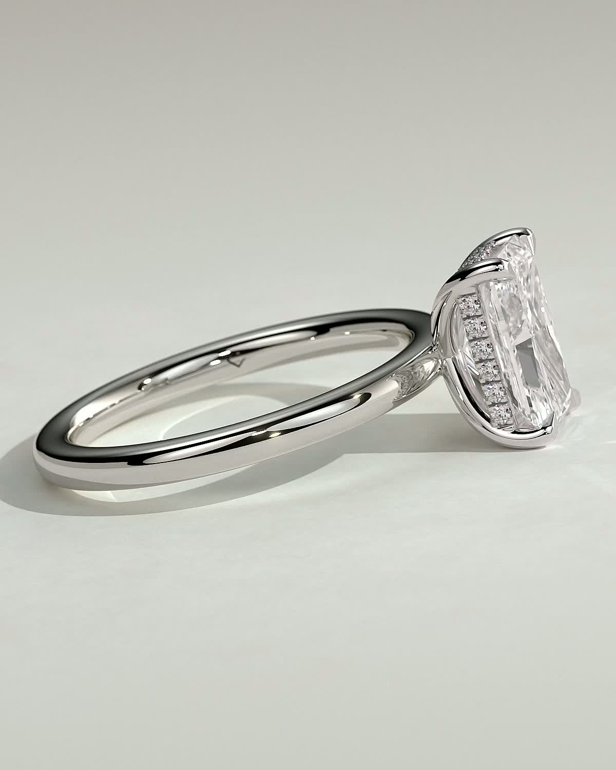 Carly  Radiant Solitaire - 18k White Gold