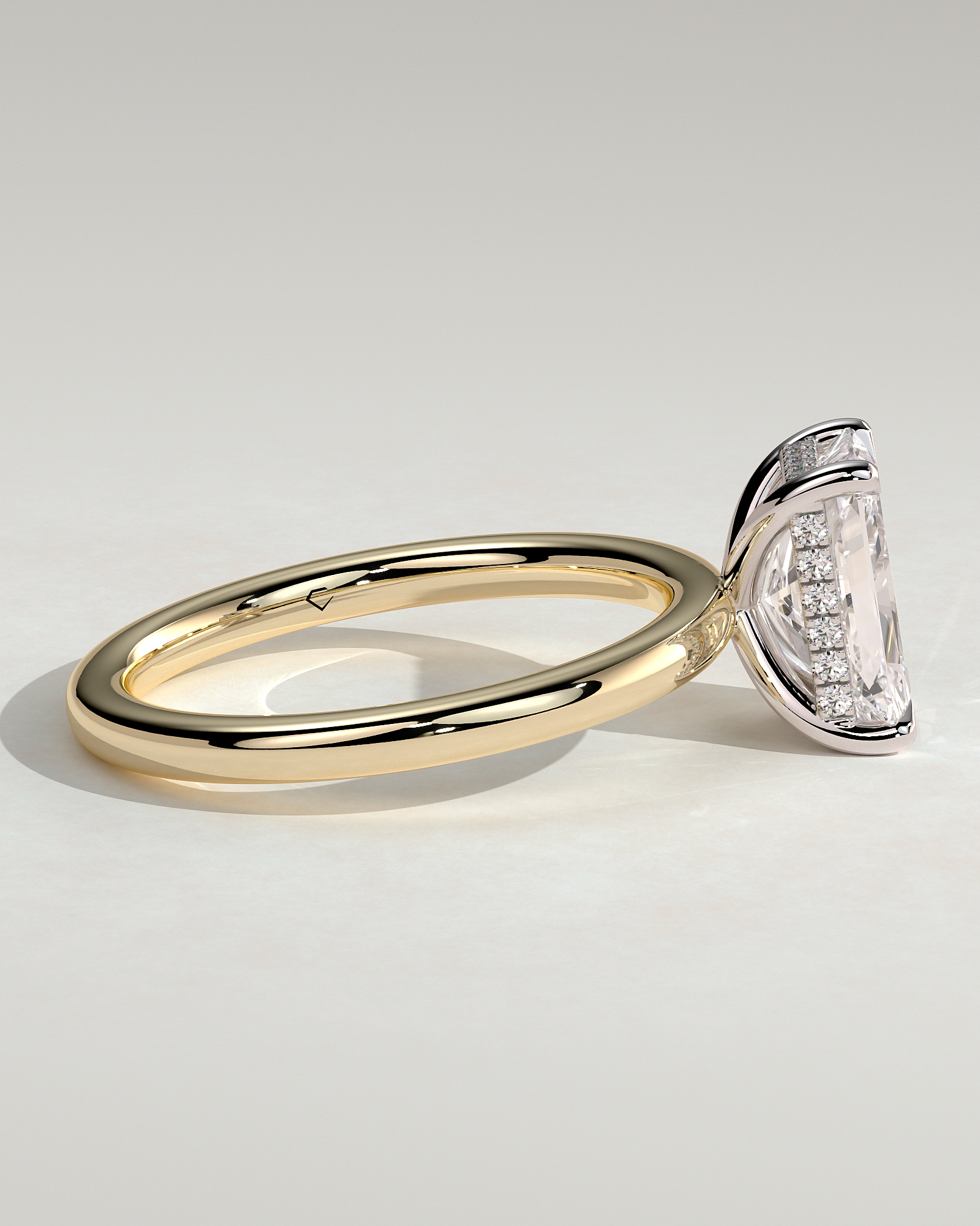 Carly  Radiant Solitaire - 18k Yellow Gold / 18k White Gold