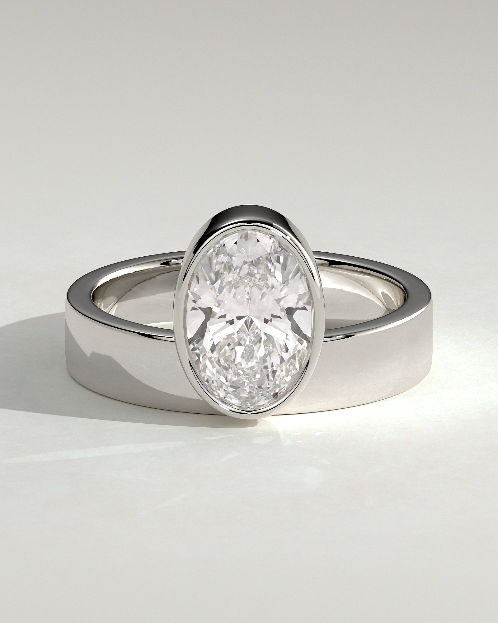 Carmen - Oval Bezel with Cigar Band - 18k White Gold