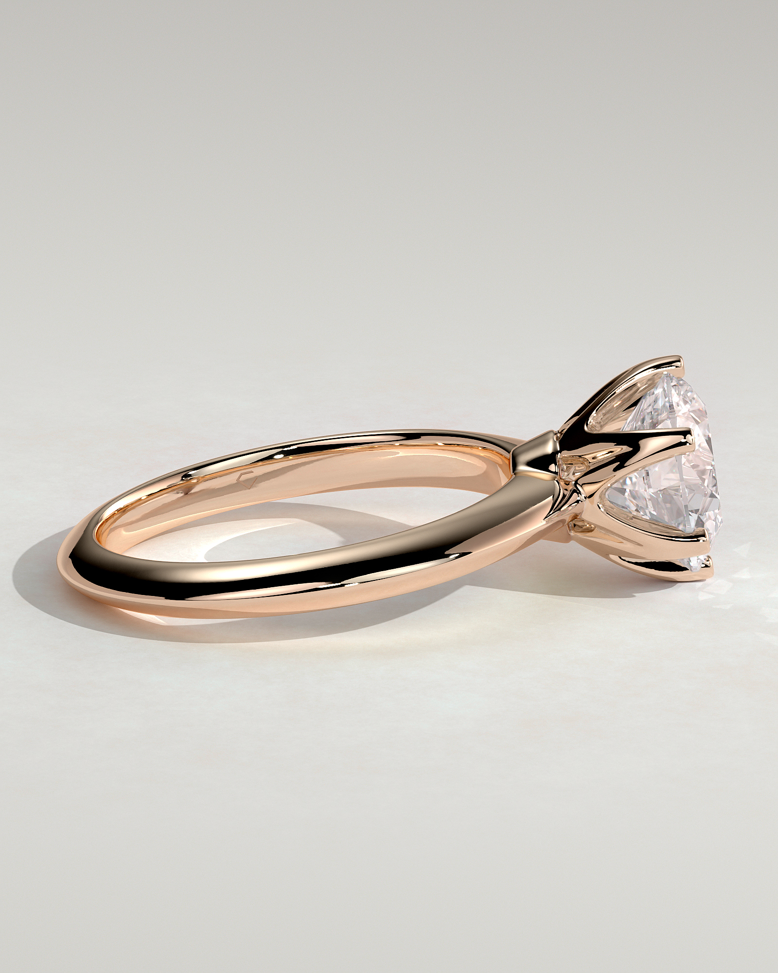 Caroline  6 Claw Knife Edge Solitaire - 18k Rose Gold