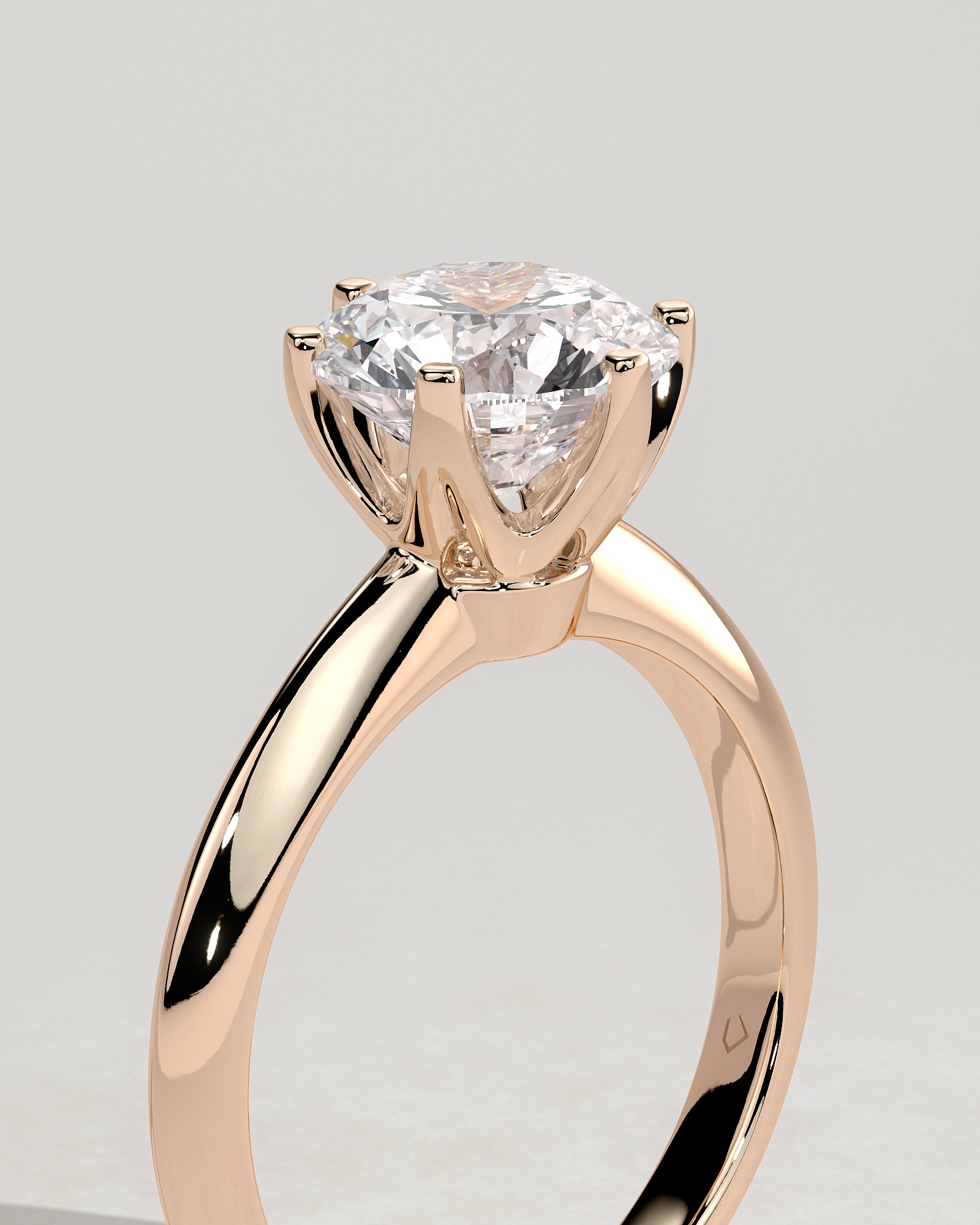 Caroline  6 Claw Knife Edge Solitaire - 18k Rose Gold