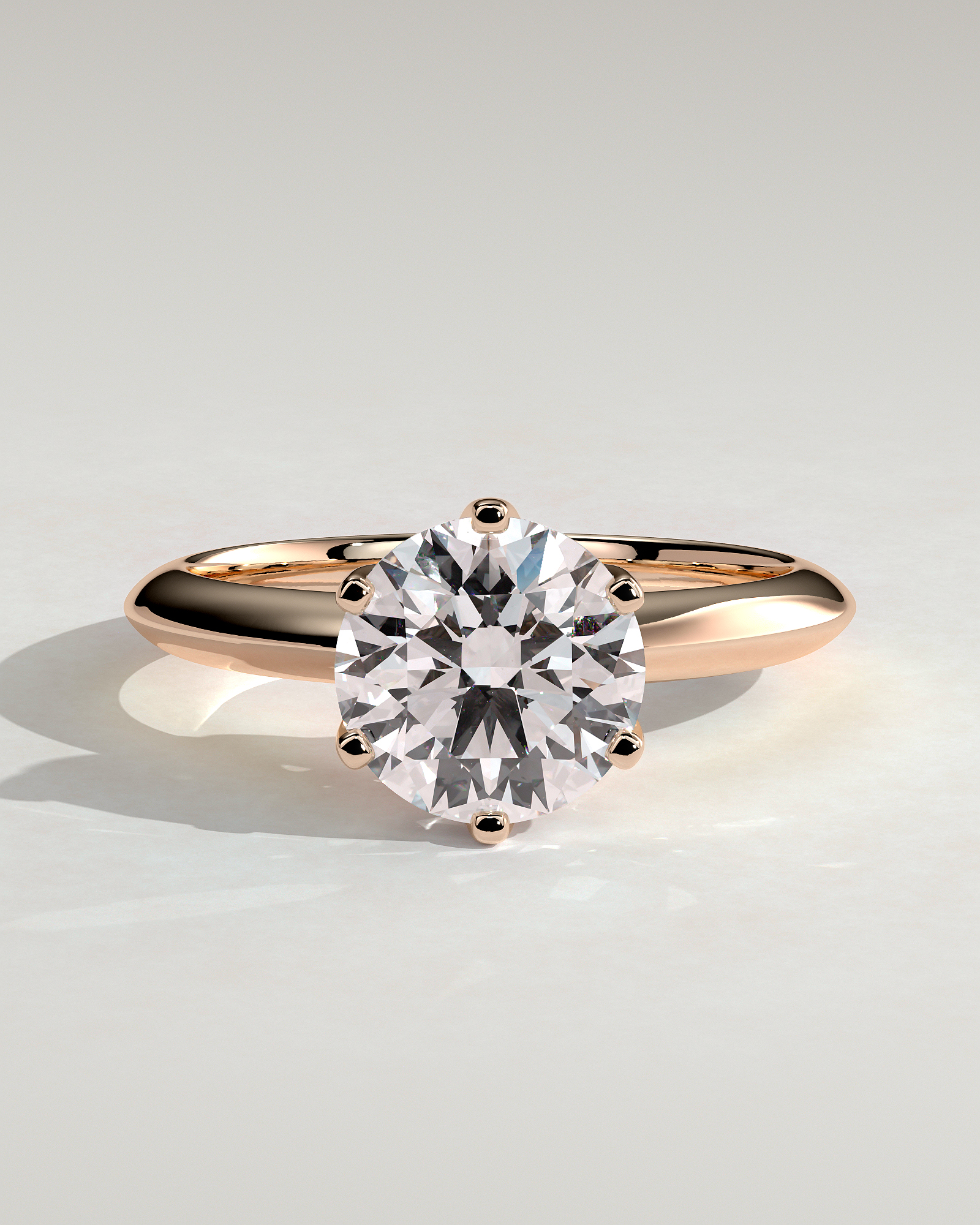 Caroline  6 Claw Knife Edge Solitaire - 18k Rose Gold
