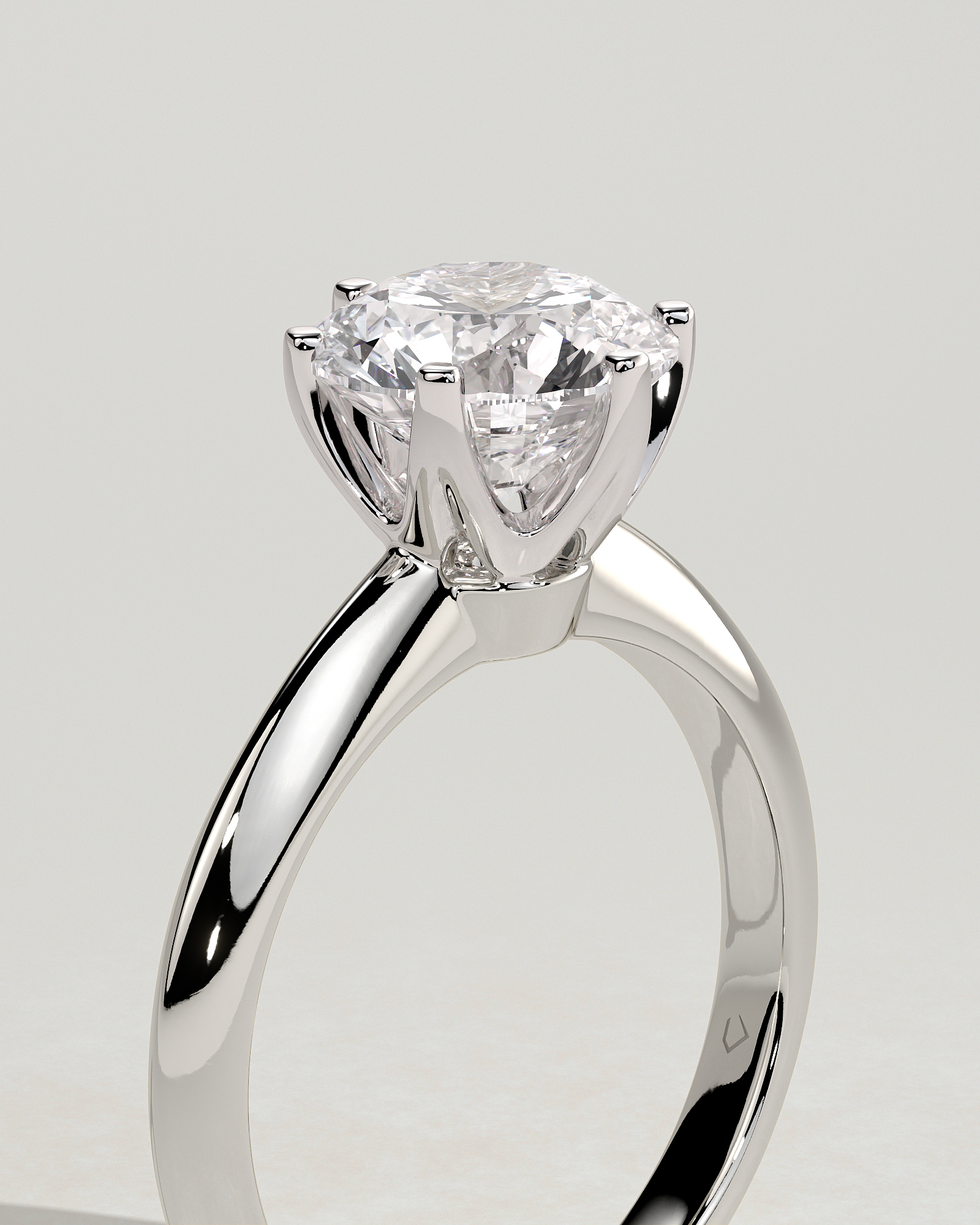 Caroline  6 Claw Knife Edge Solitaire - 18k White Gold