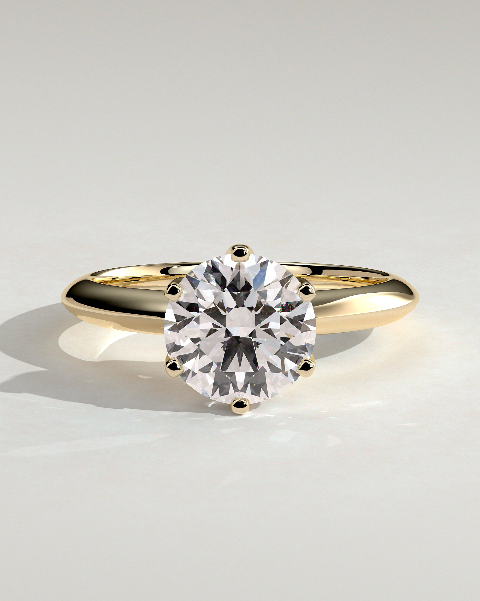 Caroline  6 Claw Knife Edge Solitaire - 18k Yellow Gold