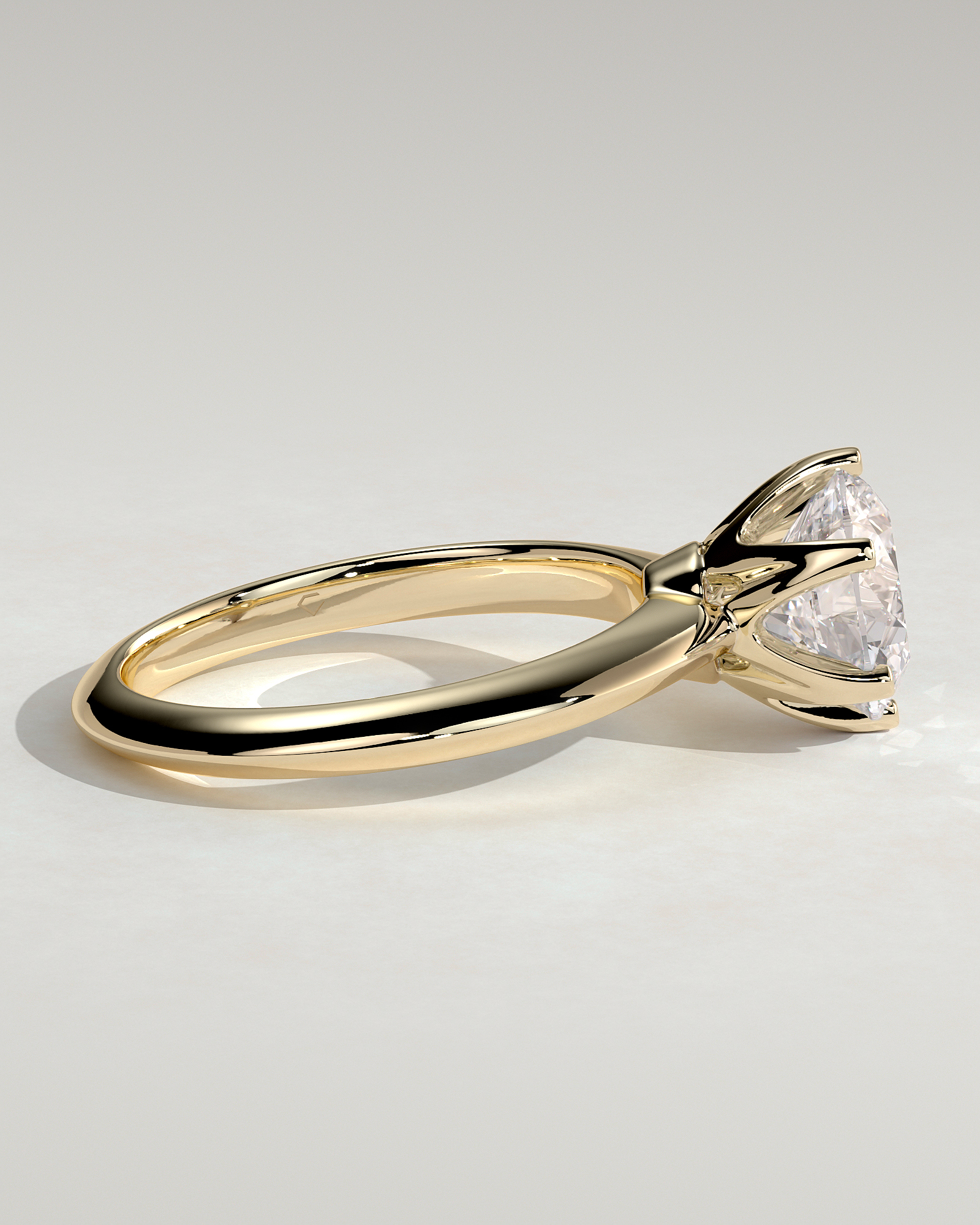 Caroline  6 Claw Knife Edge Solitaire - 18k Yellow Gold