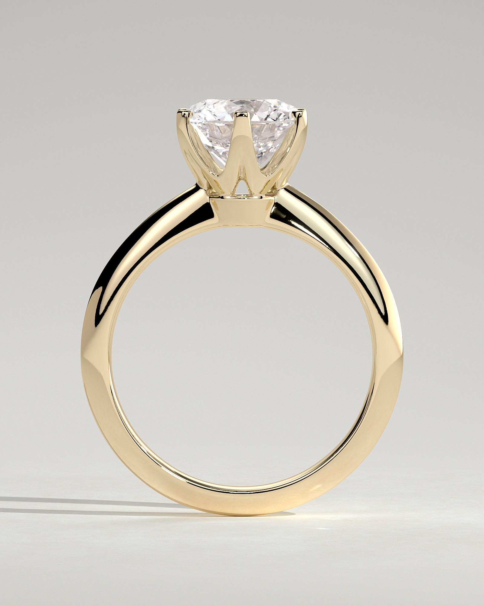 Caroline  6 Claw Knife Edge Solitaire - 18k Yellow Gold