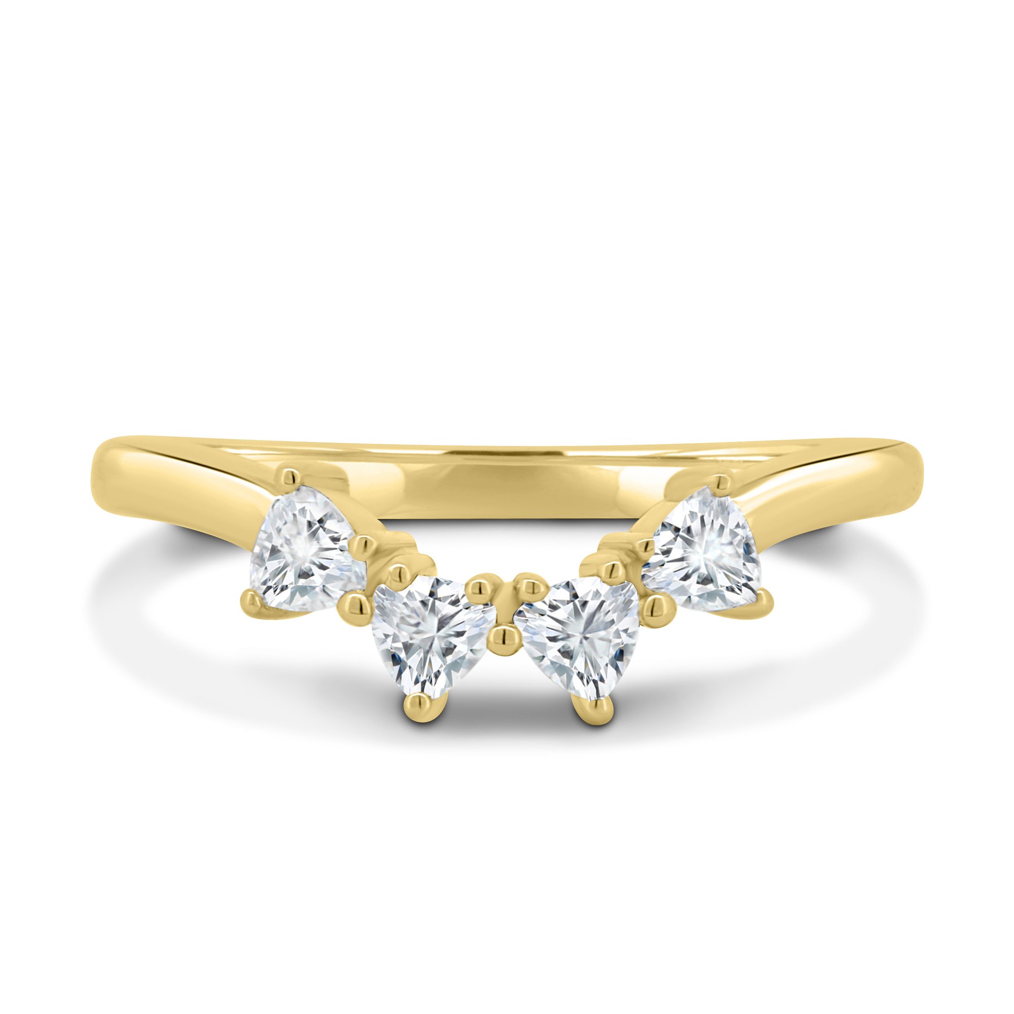 Cassandra  Trillion Cut Wedding Ring - 18k Yellow Gold