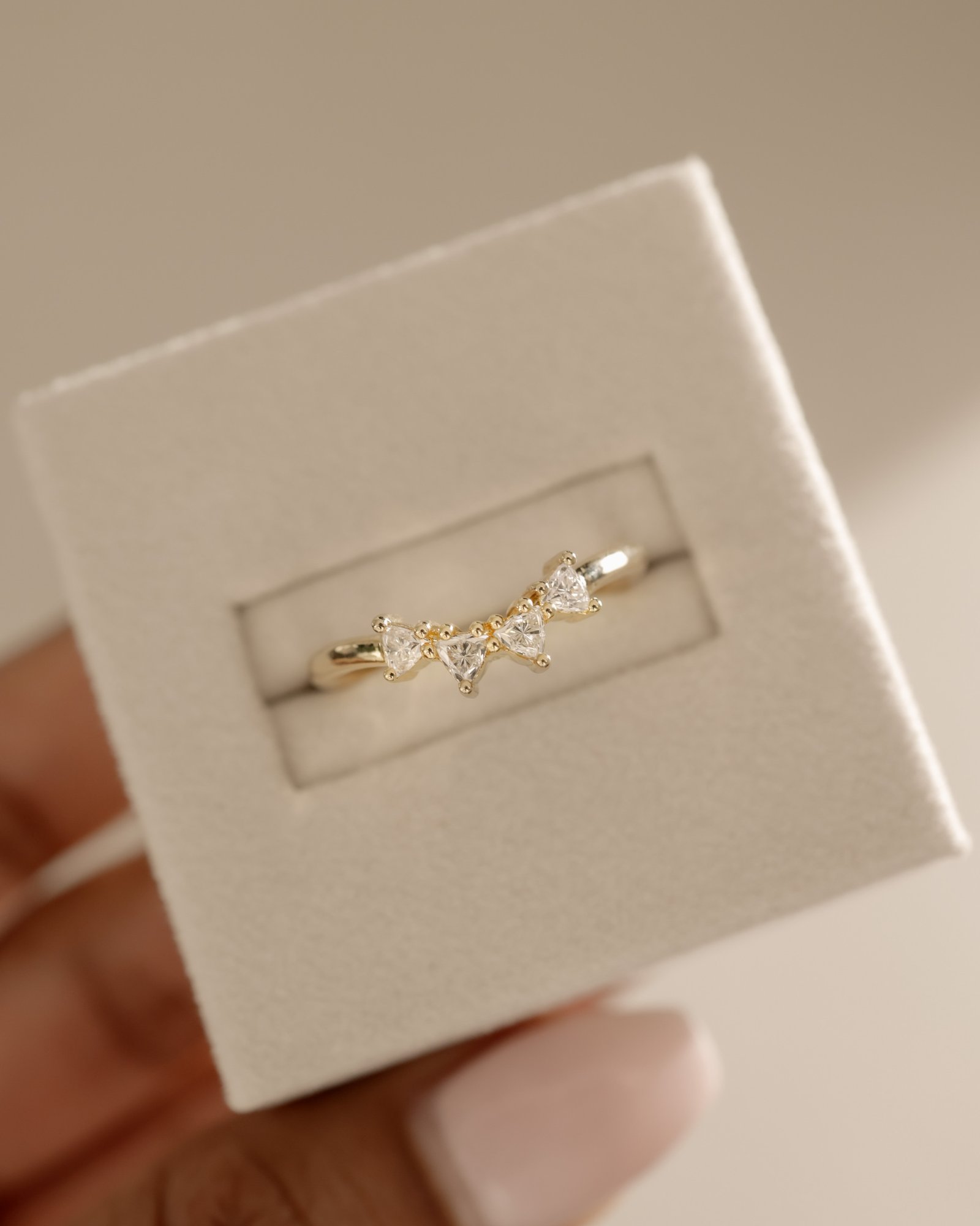 Cassandra  Trillion Cut Wedding Ring Lifestyle Image