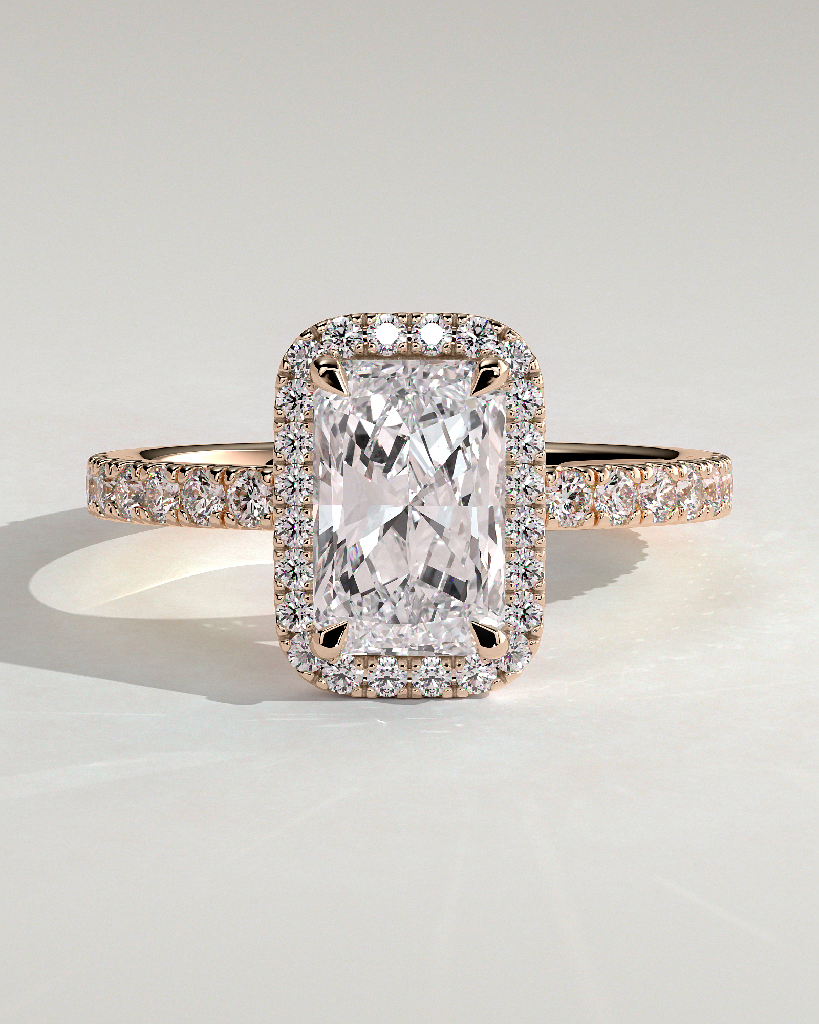 Catherine  Radiant Halo with Pave - 18k Rose Gold