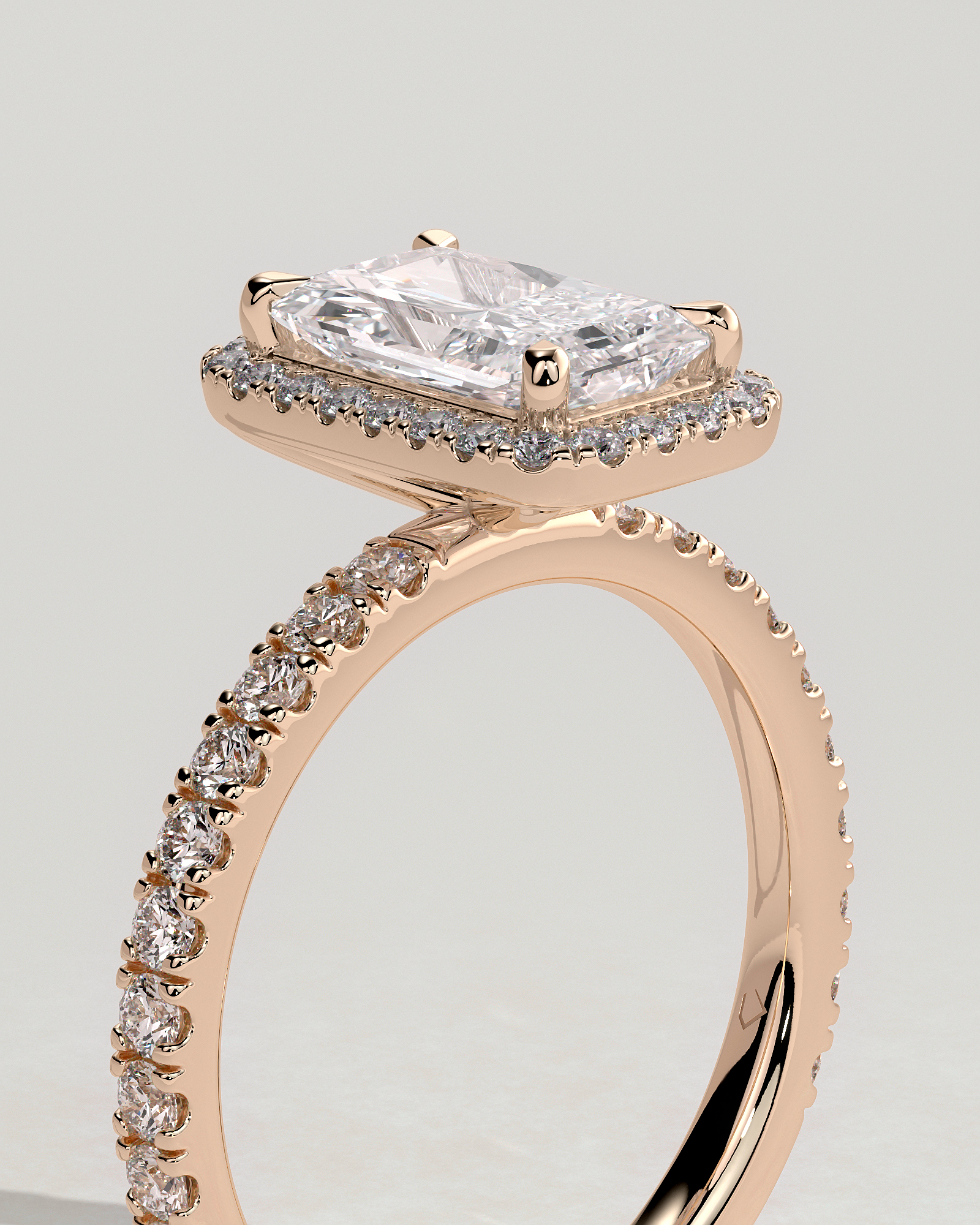 Catherine  Radiant Halo with Pave - 18k Rose Gold