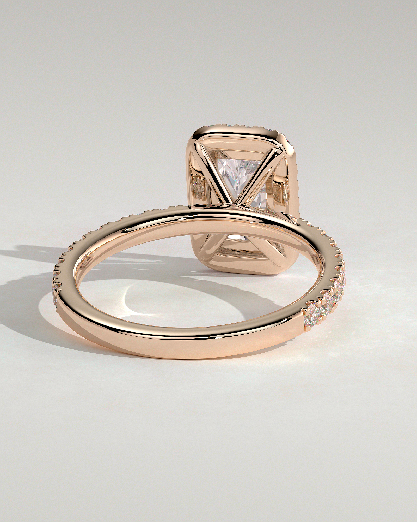 Catherine  Radiant Halo with Pave - 18k Rose Gold